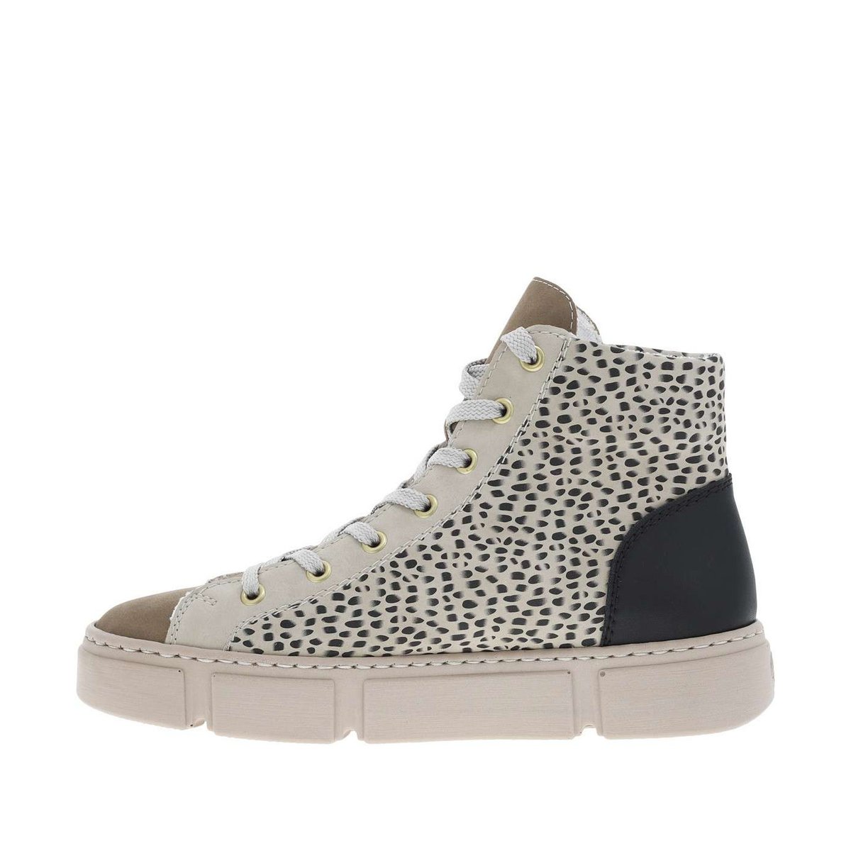 Bottines léopard et à talon plat et à lacets avec zip latéral léopard, RIEKER