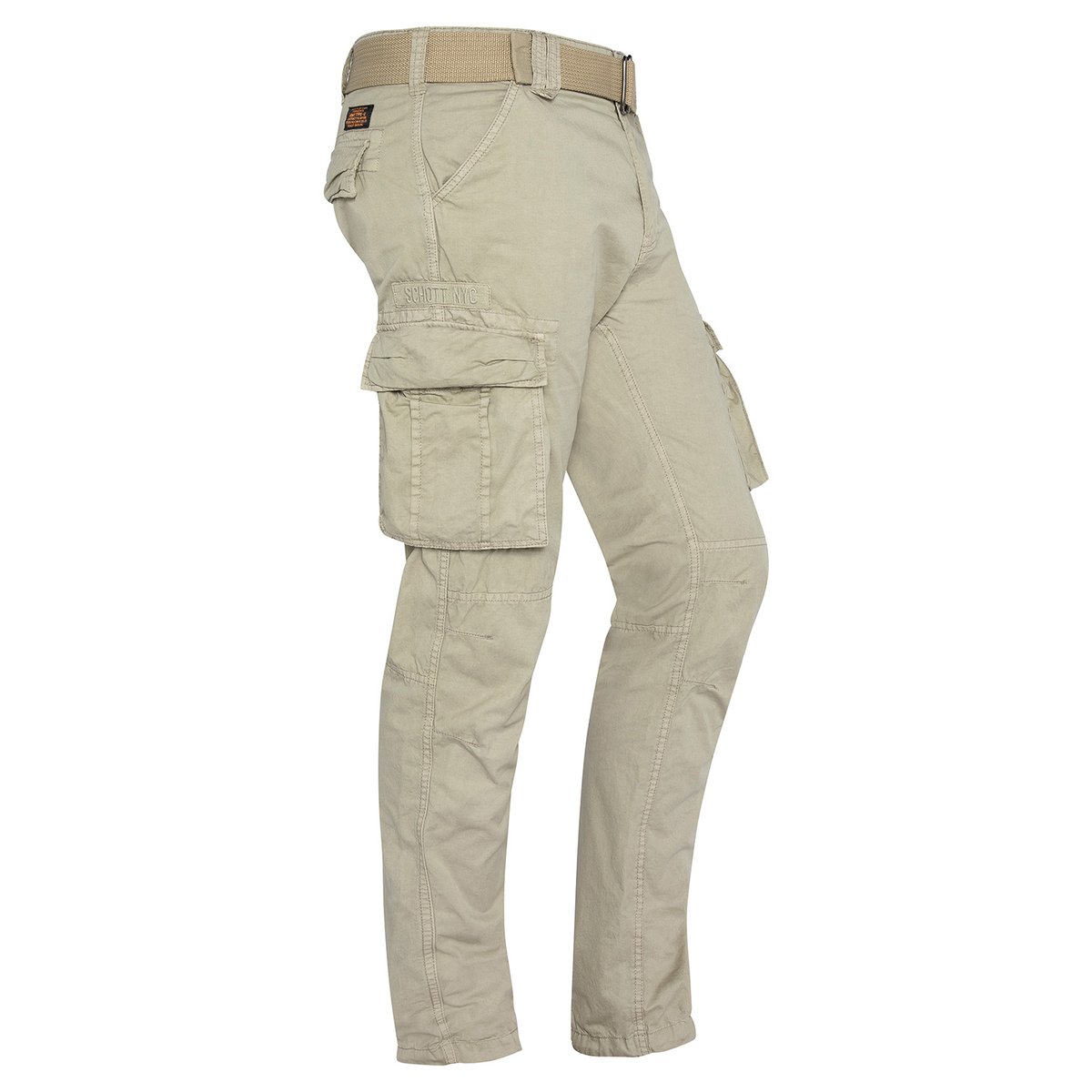 Pantalon cargo slim multipoches beige clair, SCHOTT