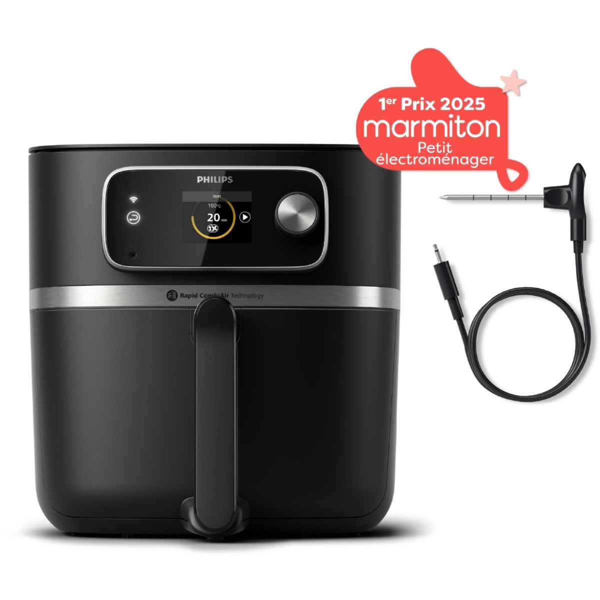 Airfryer HD9880/90 friteuse sans huile connectée Noir, Série 5000 8.3L couleur unique, PHILIPS
