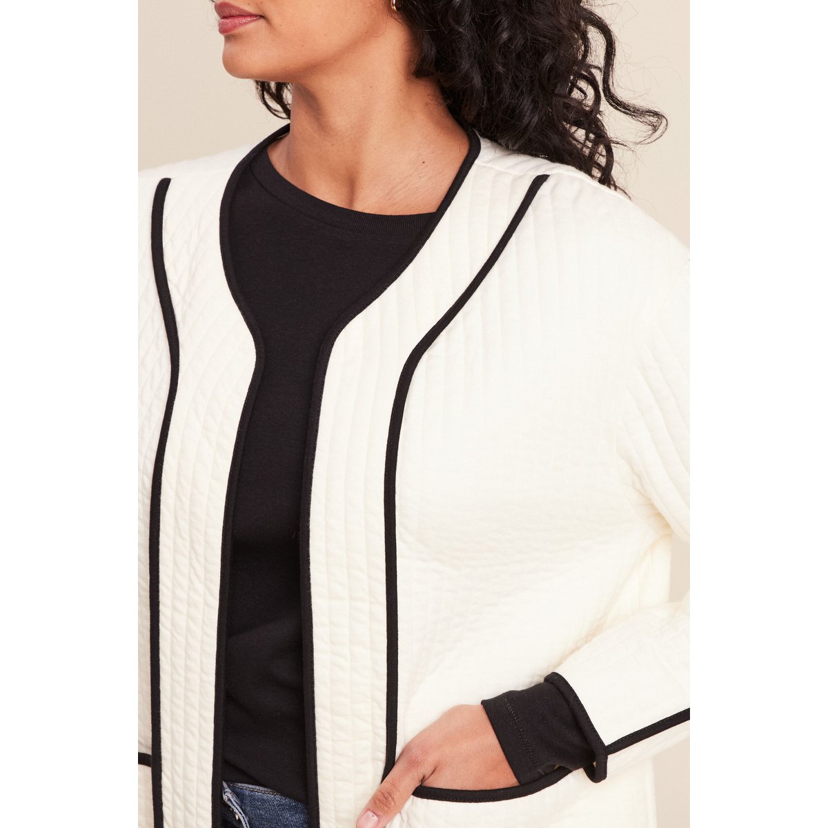 Veste manches longues sans col ecru, BREAL