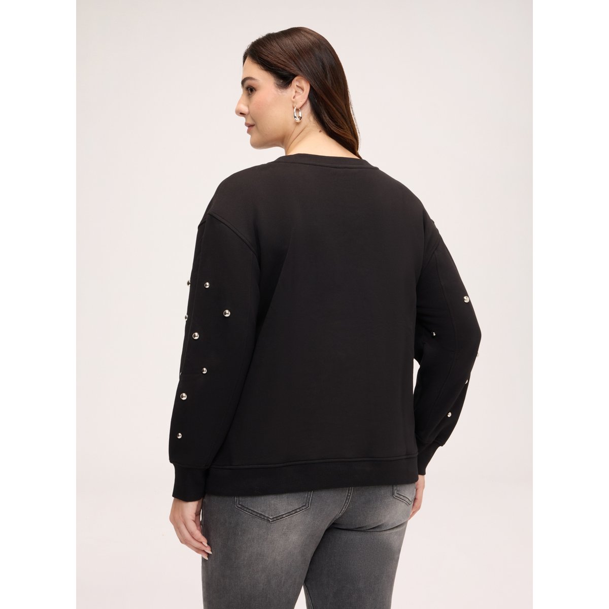 Sweat avec applications de perles noir, FIORELLA RUBINO