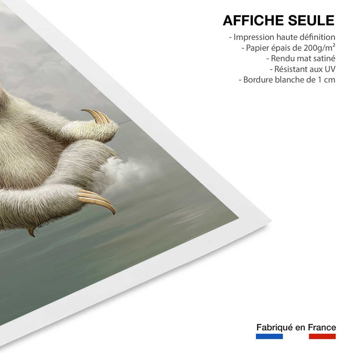 Affiche enfant paresseux méditant affiche seule, HEXOA