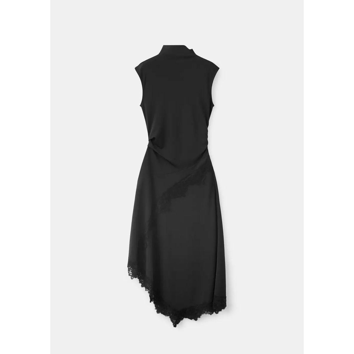 Robe asymétrique en dentelle noir, MANGO