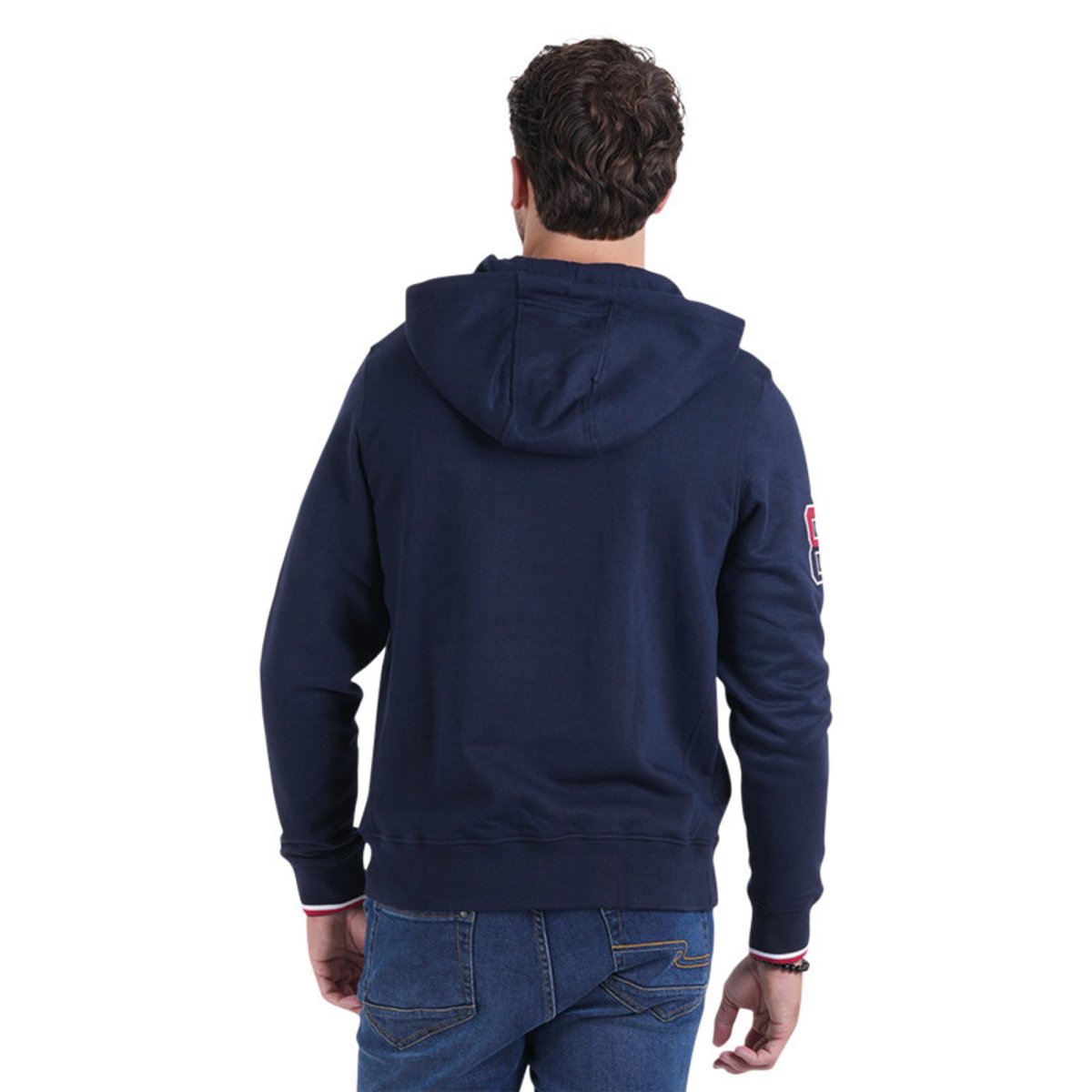 Sweat marine uni avec une coupe droite un col à capuche et des manches longues marine, RUCKFIELD
