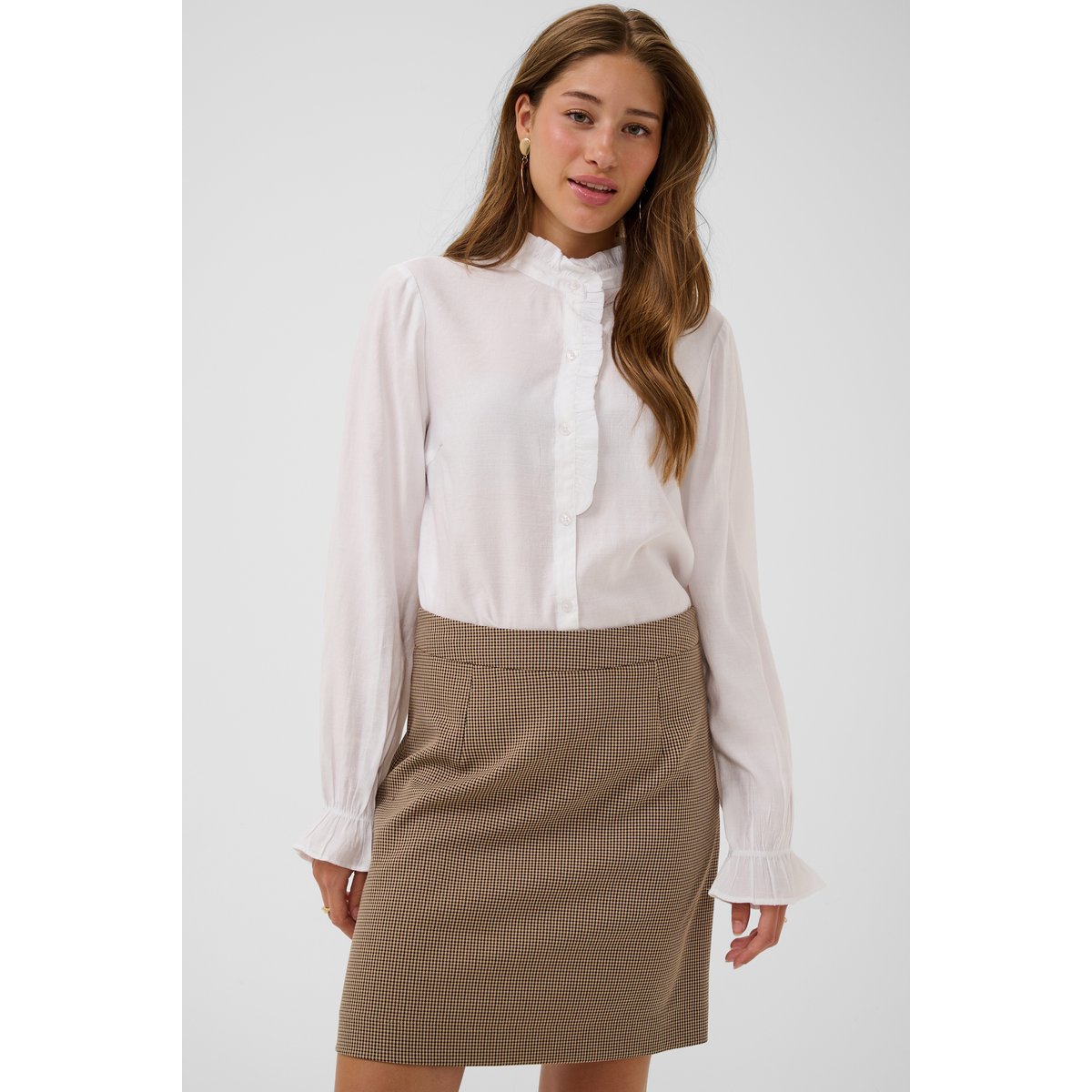 Jupe cintrée maron brown cabernet check, CREAM
