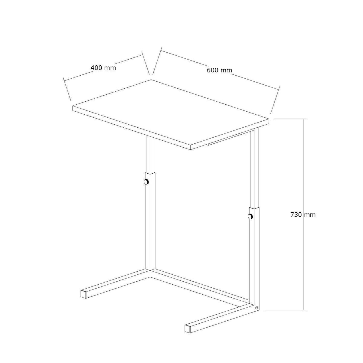 Bureau d'appoint réglable en hauteur effet bois et métal CAPRI marron, TOILINUX