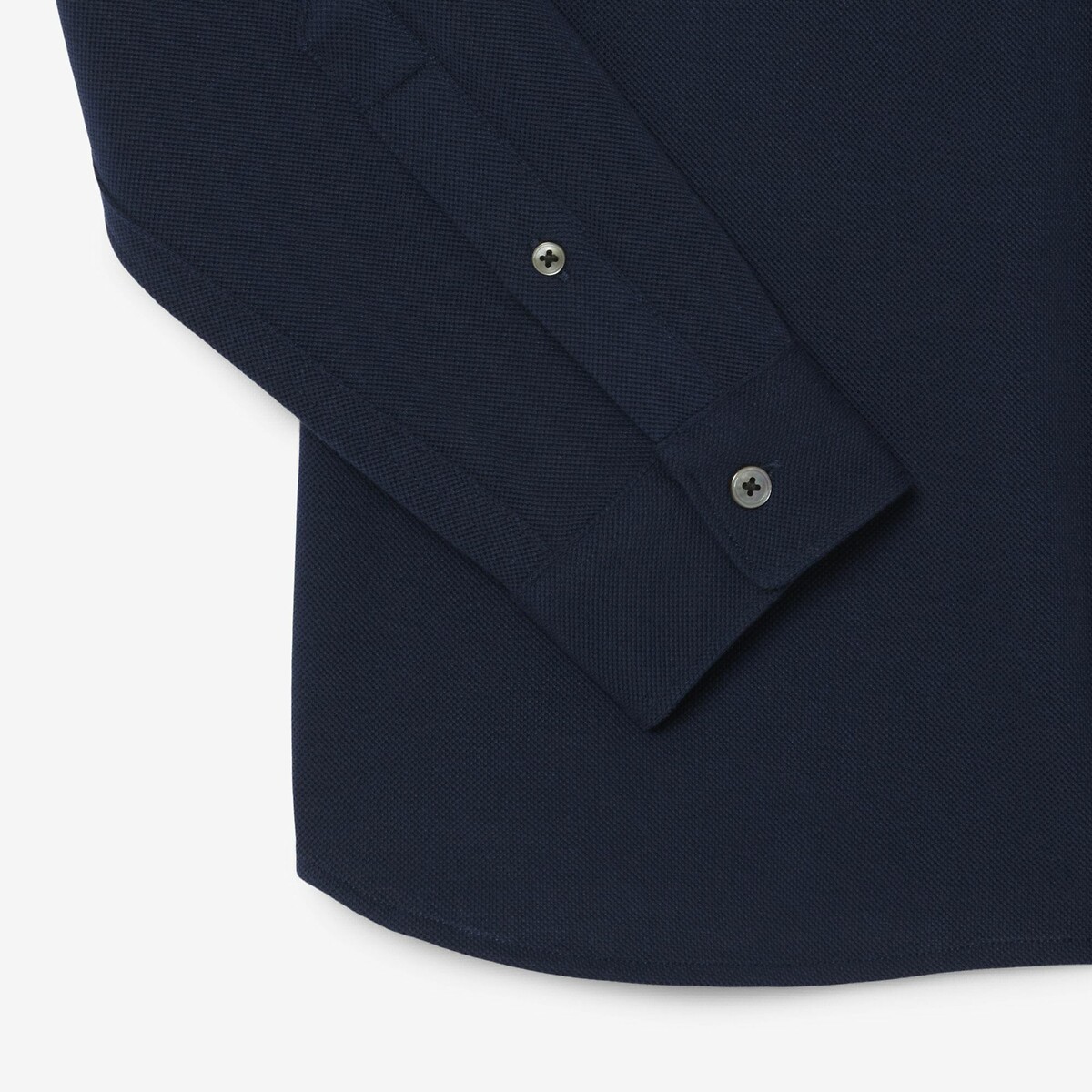 Chemise slim fit en coton piqué bleu marine, LACOSTE