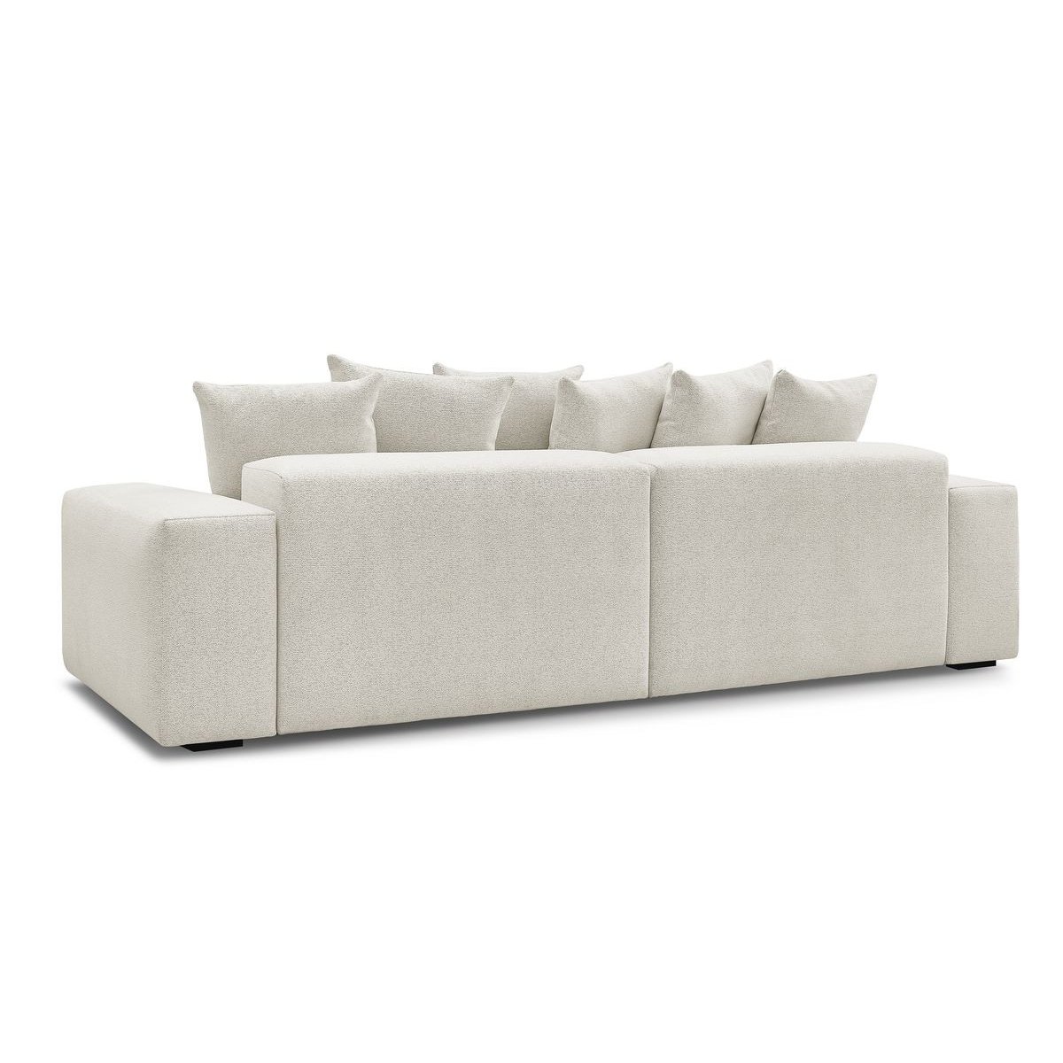 Canapé droit fixe 4 places en tissu chiné, VOLTAIRE blanc, BOBOCHIC