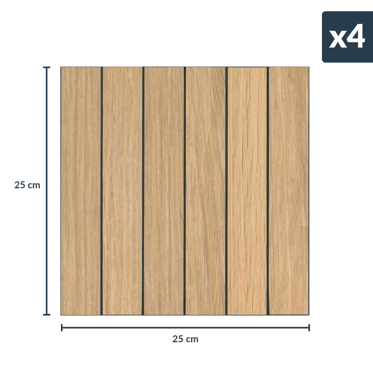 Crédence adhésive murale 3D - Effet bois 4 pièces couleur unique, DOUCEUR D'INTÉRIEUR