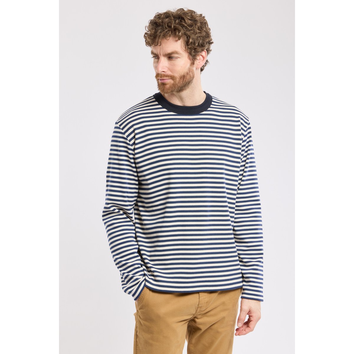 T-shirt manches longues Héritage en coton HERITAGE marine deep/milk, ARMOR-LUX
