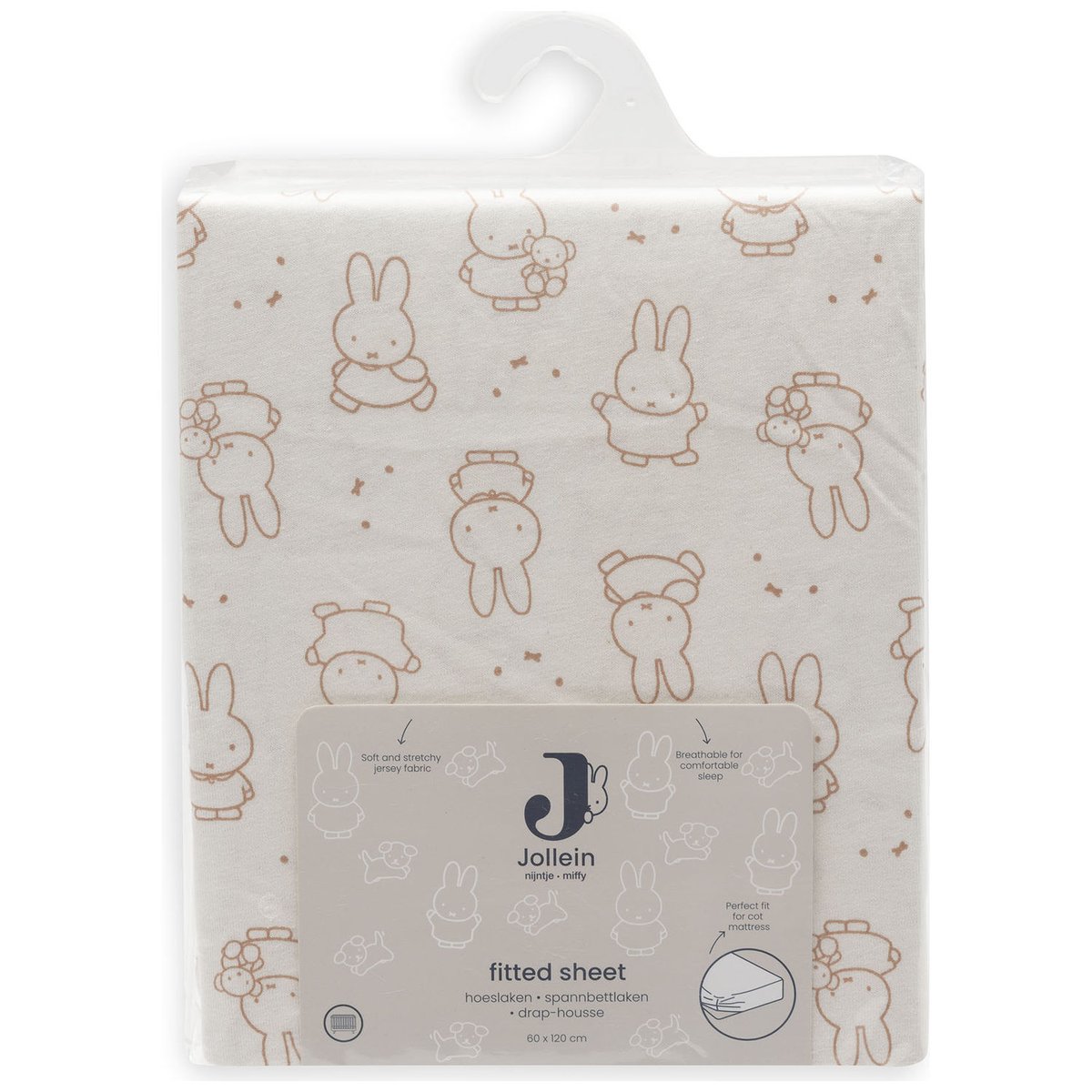Drap housse en jersey blanc, terracotta, JOLLEIN