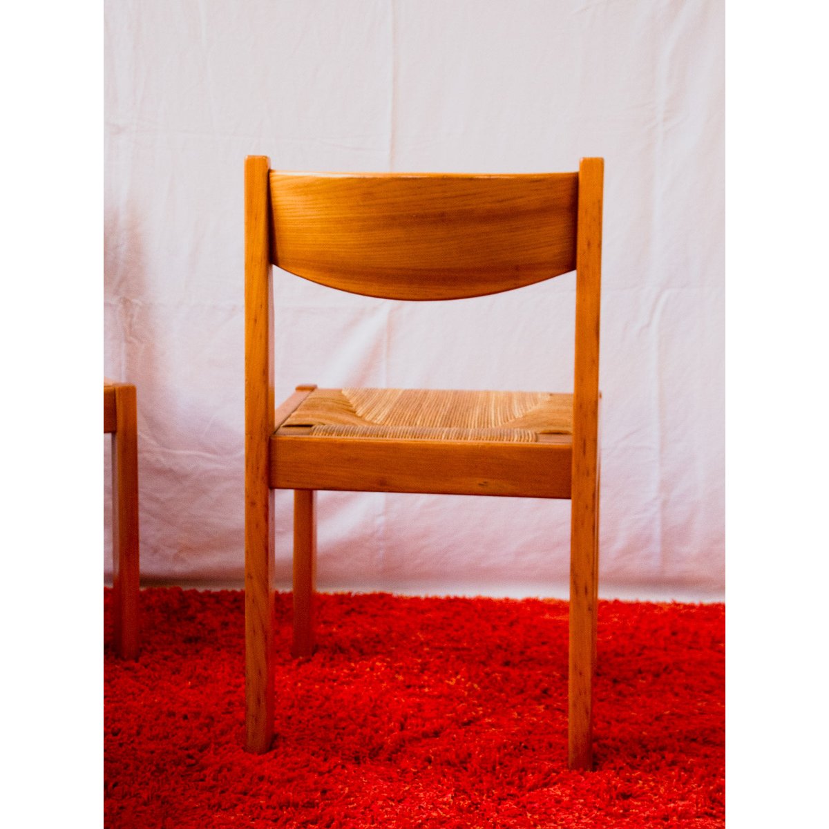 Lot de 4 chaises en orme Alma N°2133 - Bon état bois clair, DEBONGOUT