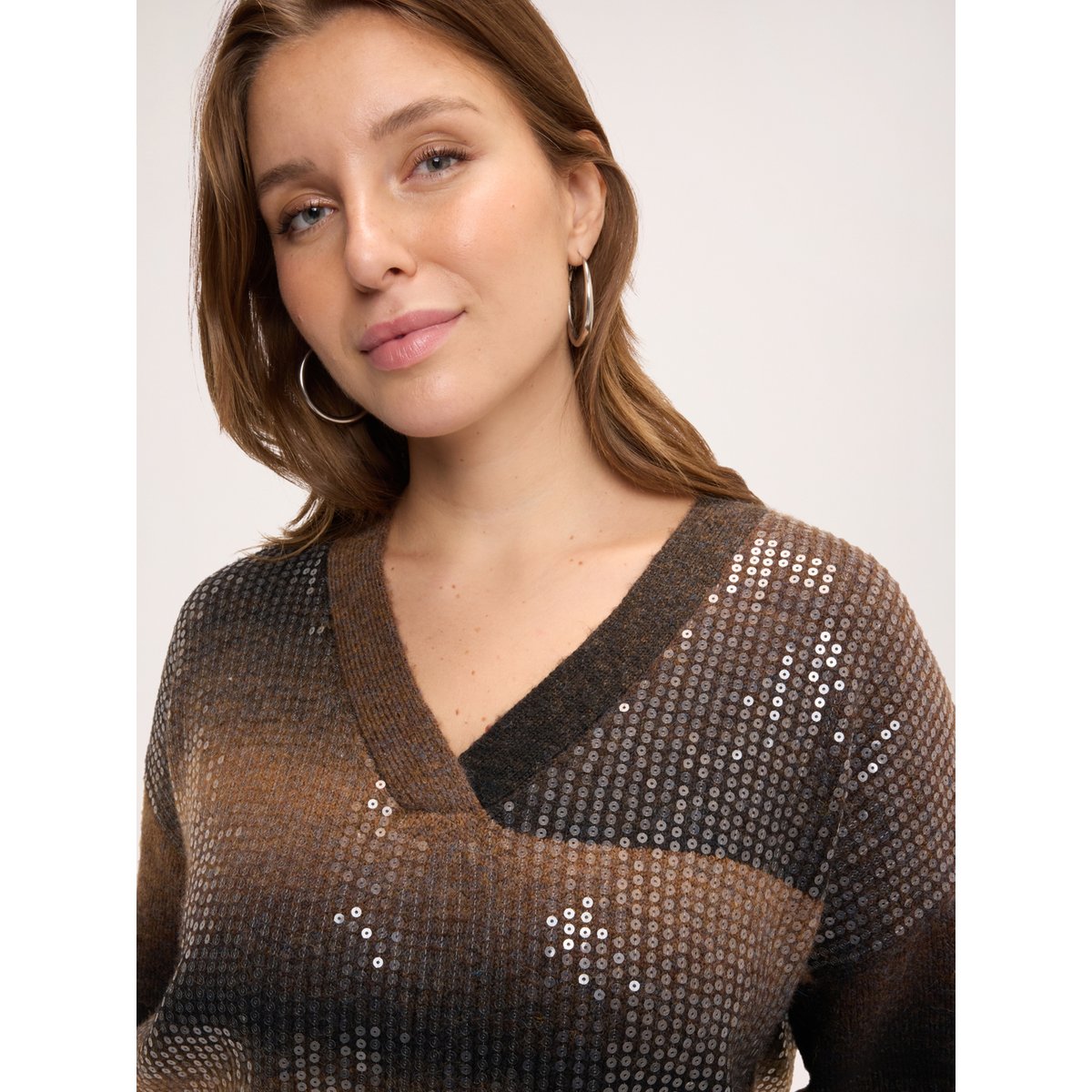 Pull dégradé à paillettes marron, FIORELLA RUBINO
