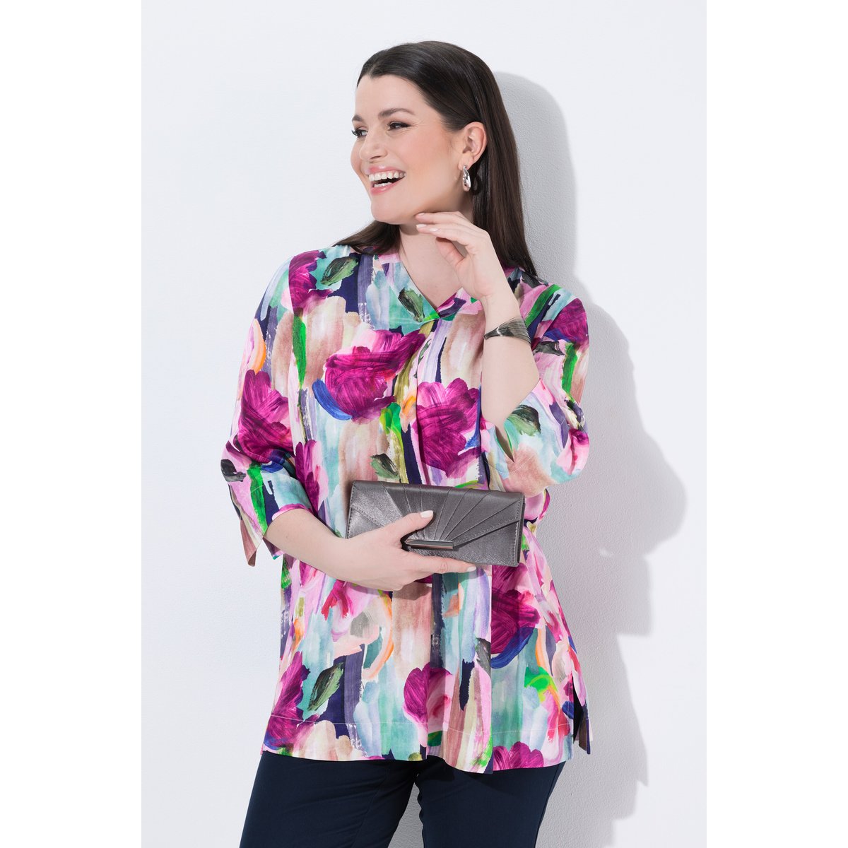 Blouse en satin imprimé baie, ULLA POPKEN