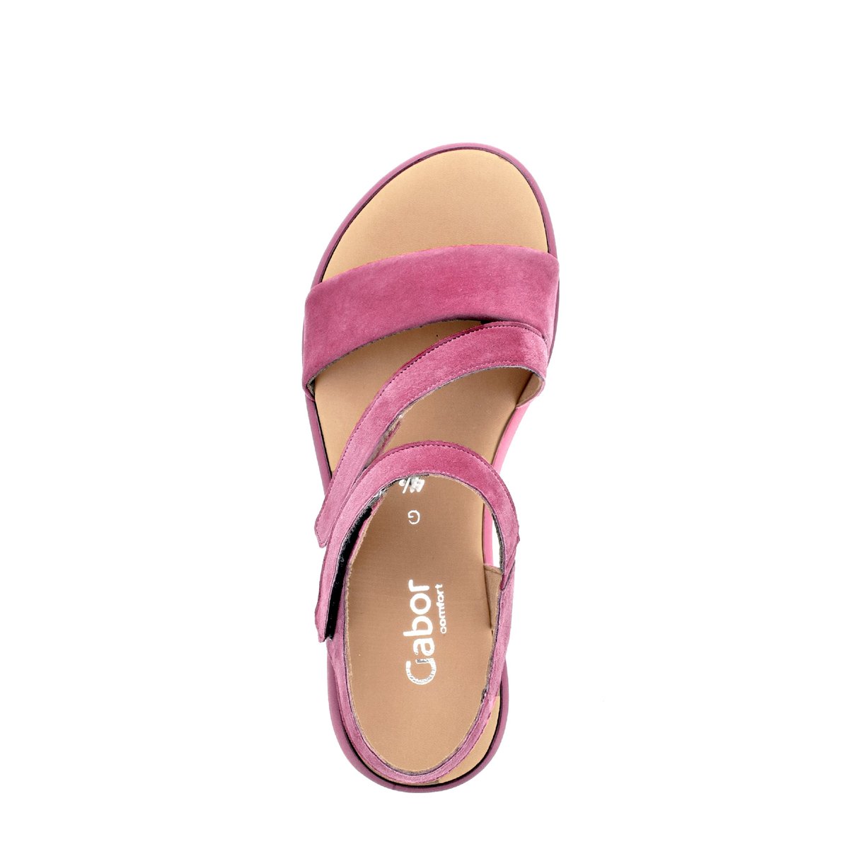 Sandales en à talon compensé rose velours, GABOR