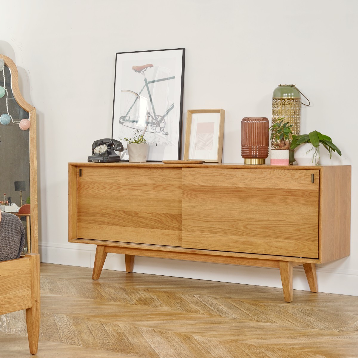 Buffet en chêne 2 portes coulissantes MATHILDE beige, ROBIN DES BOIS