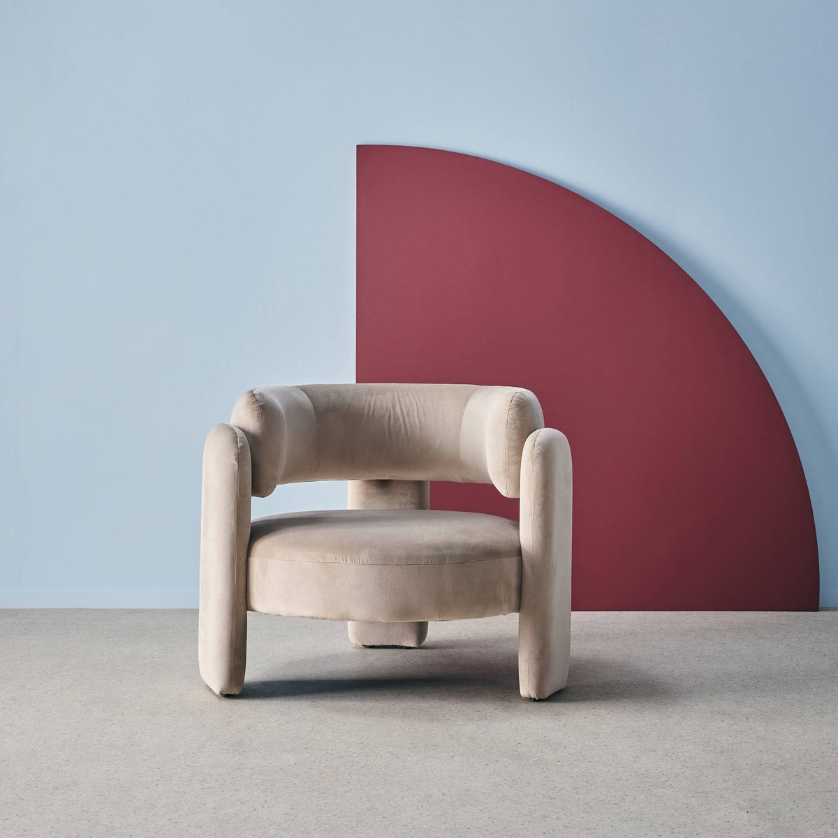 Fauteuil tripode en velours  MELLOW moutarde, SWEEEK