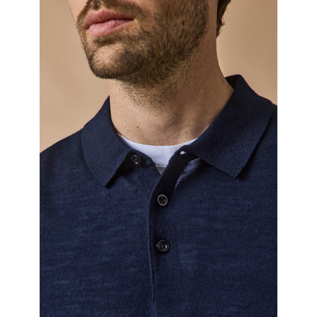 Pull fin col polo laine mérinos encre, CYRILLUS