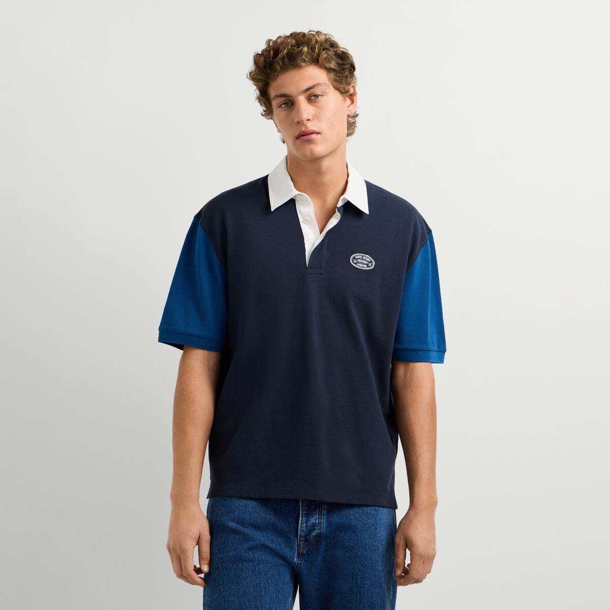 Polo Piqué Coupe Casual bleu mer profonde, PEPE JEANS