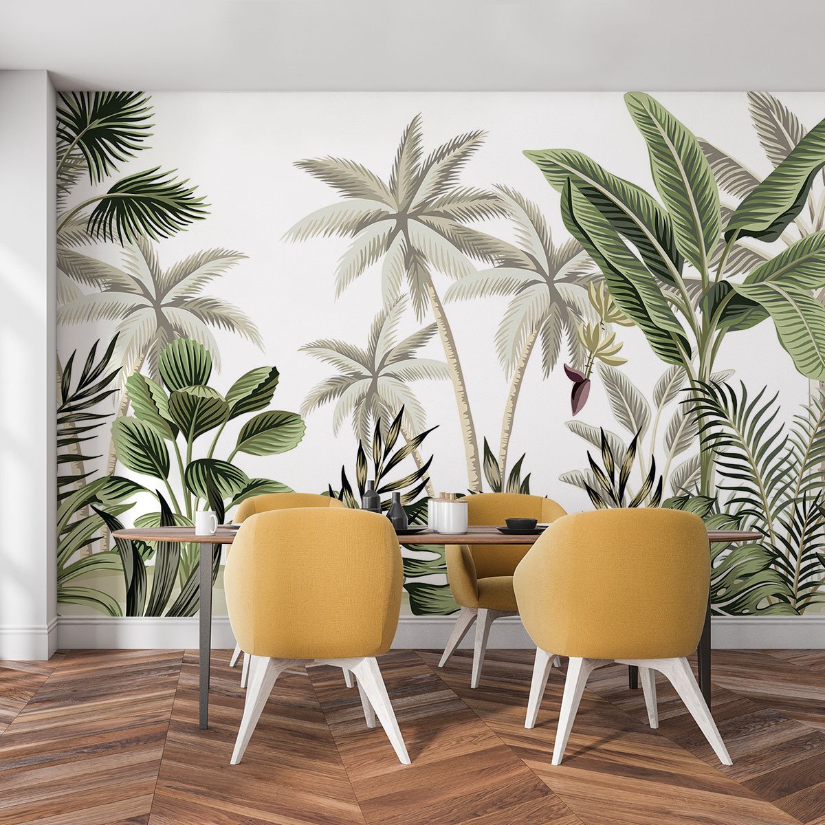 Papier peint panoramique jungle cacao intissé, HEXOA