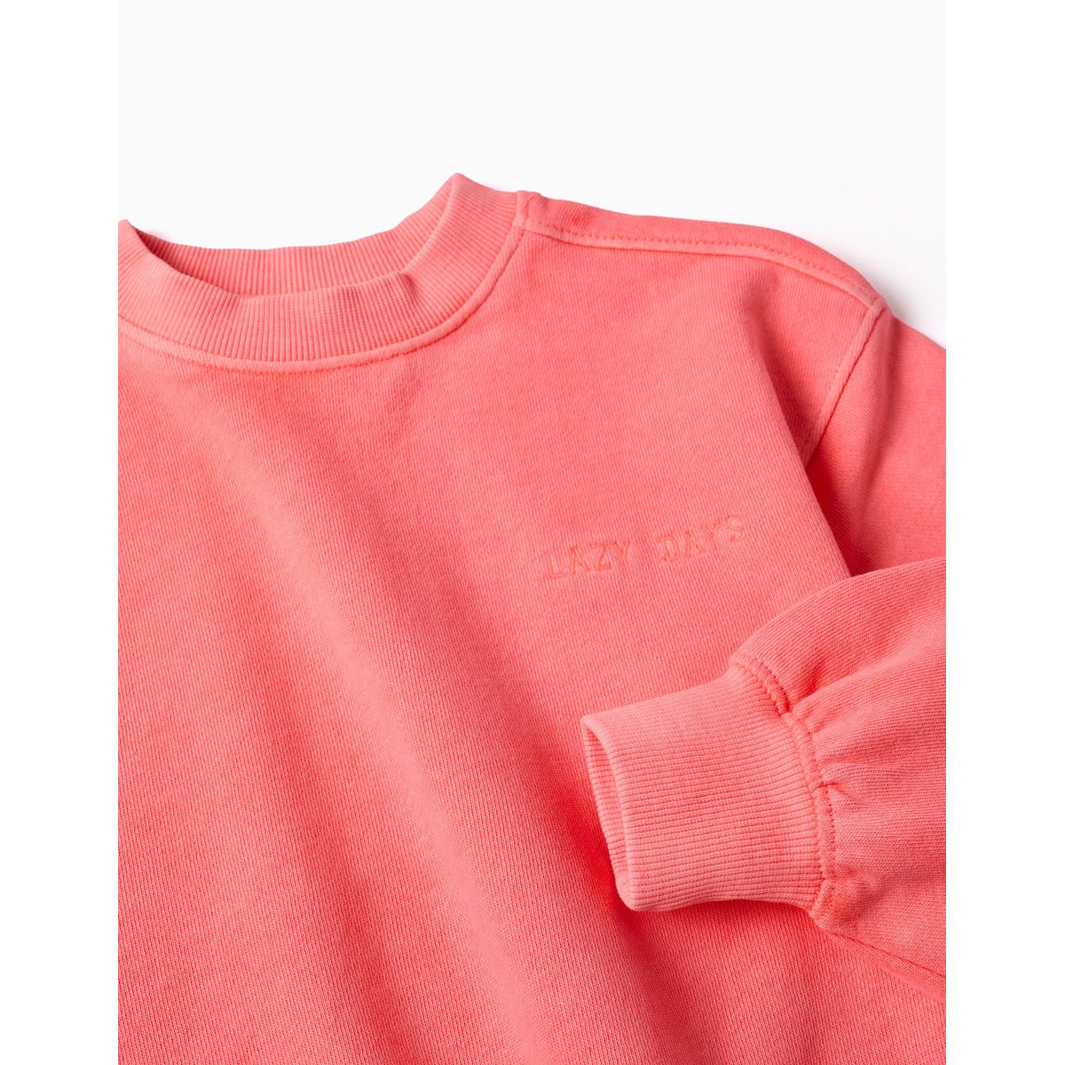 Sweat en coton avec épaules tombantes corail clair, ZIPPY