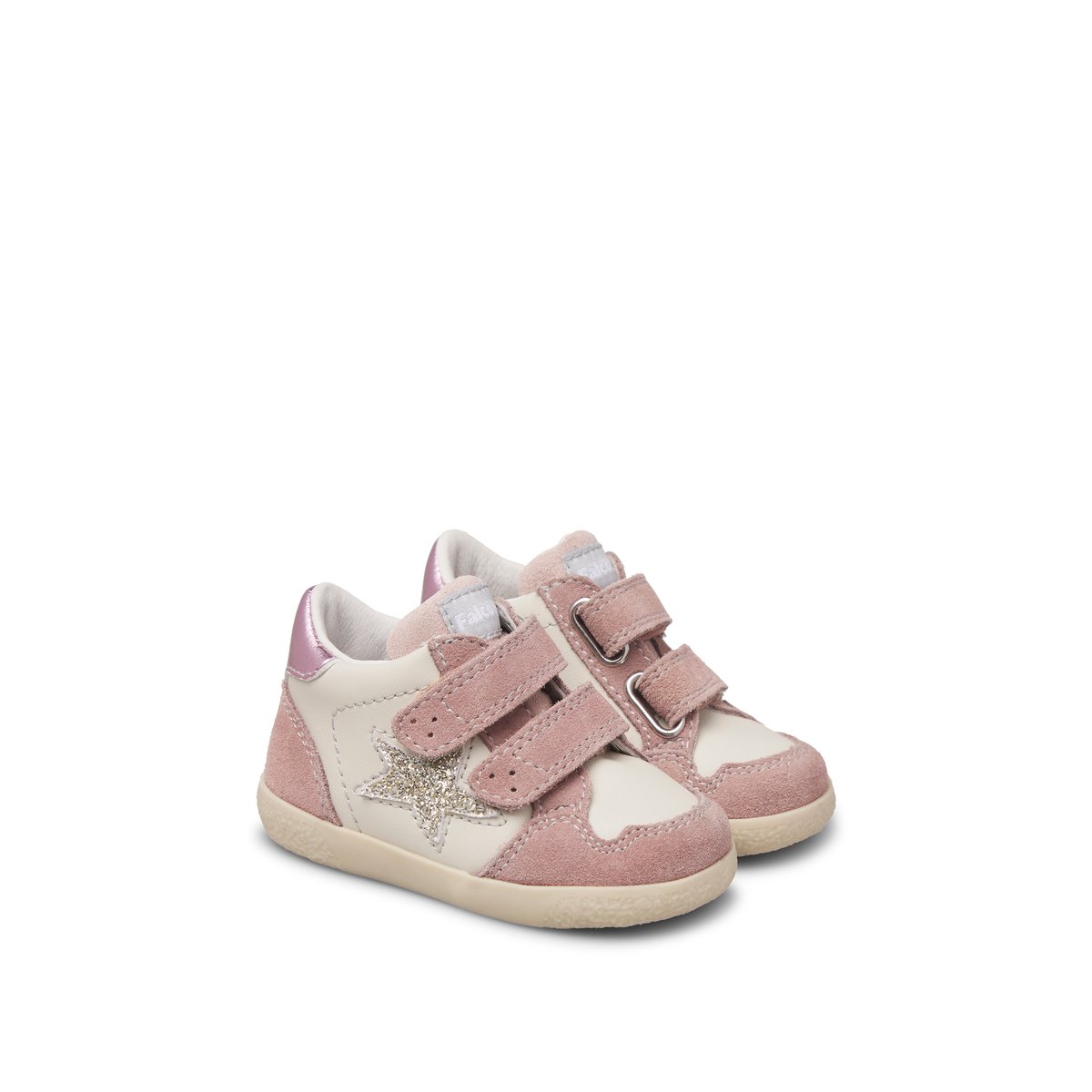 Baskets en cuir et suède ALNOITE HIGH 2 VL. rose-platine-, FALCOTTO
