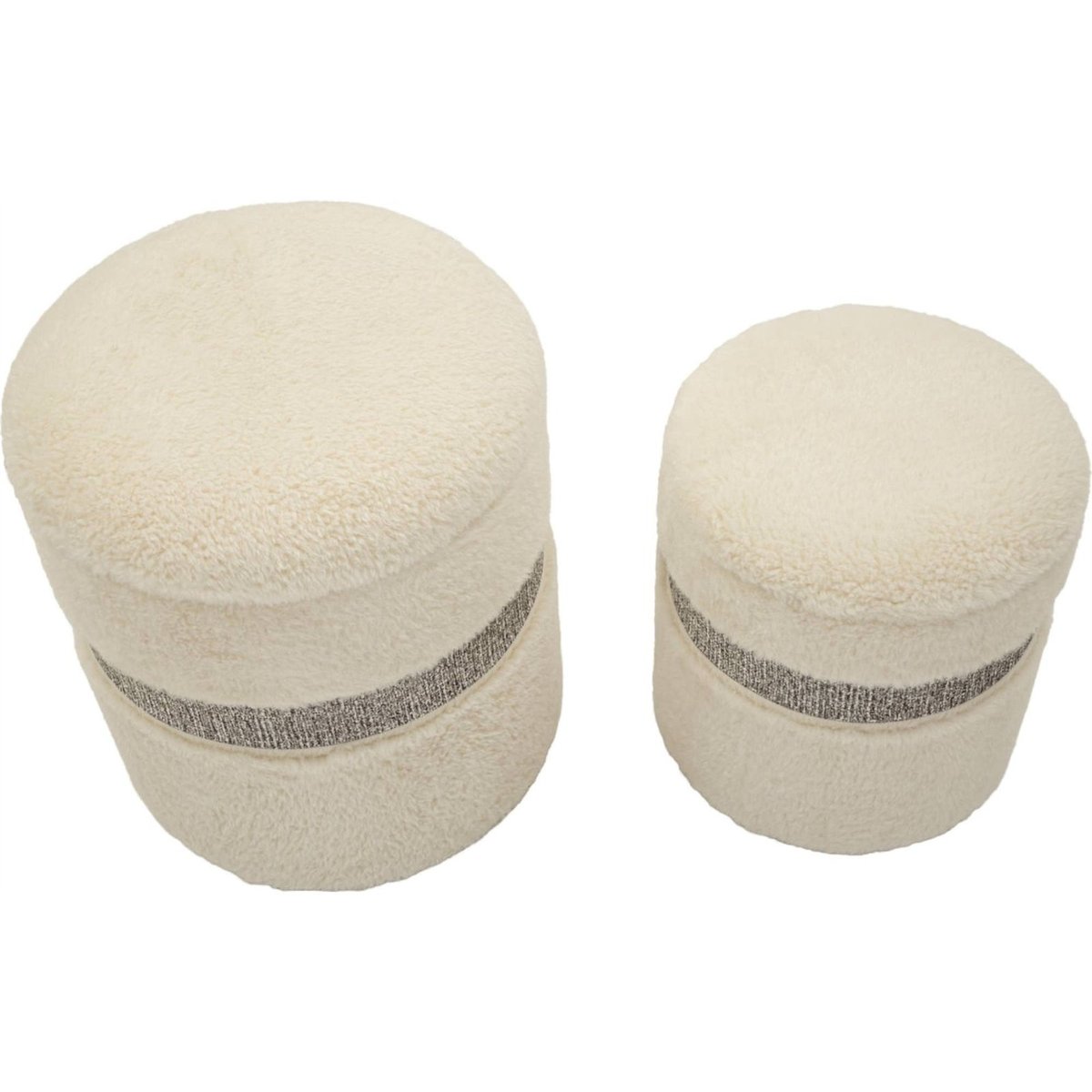 Pouf rond avec rangement lot de 2 MODERN crème, RECOLLECTION