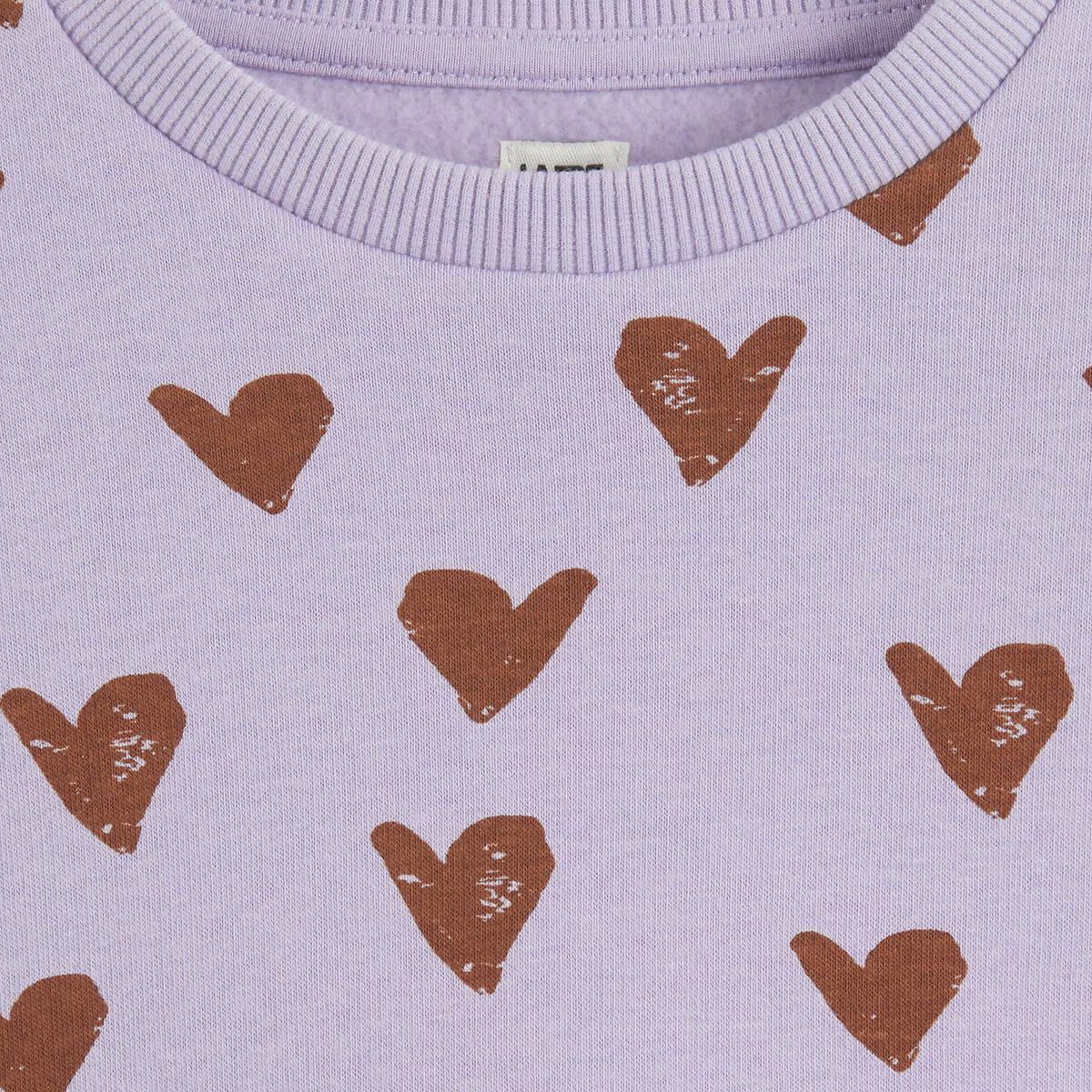 Sweat imprimé coeurs en molleton violet/imprimé, LA REDOUTE COLLECTIONS