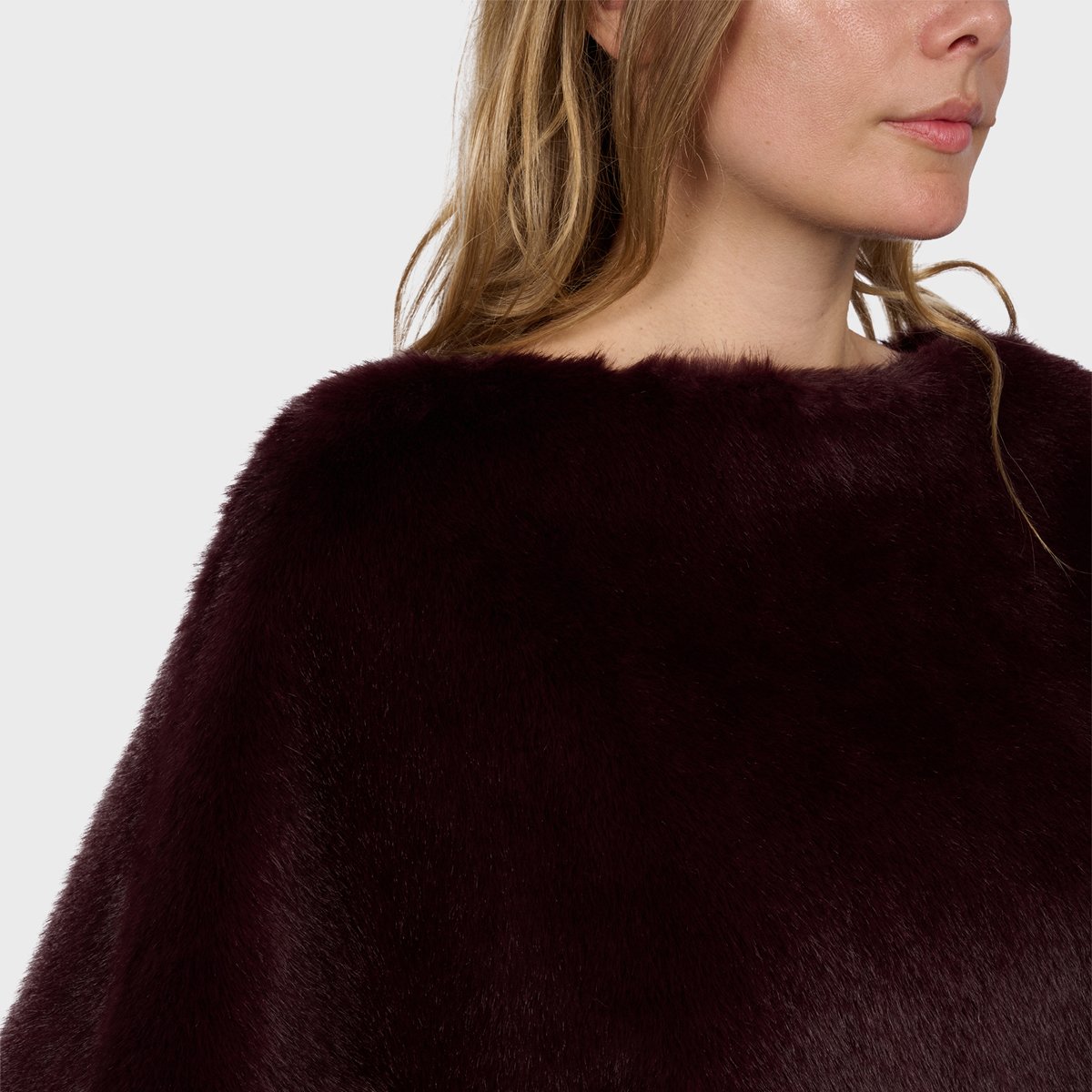 Poncho à coupe ample MEGEVE bordeaux, OAKWOOD