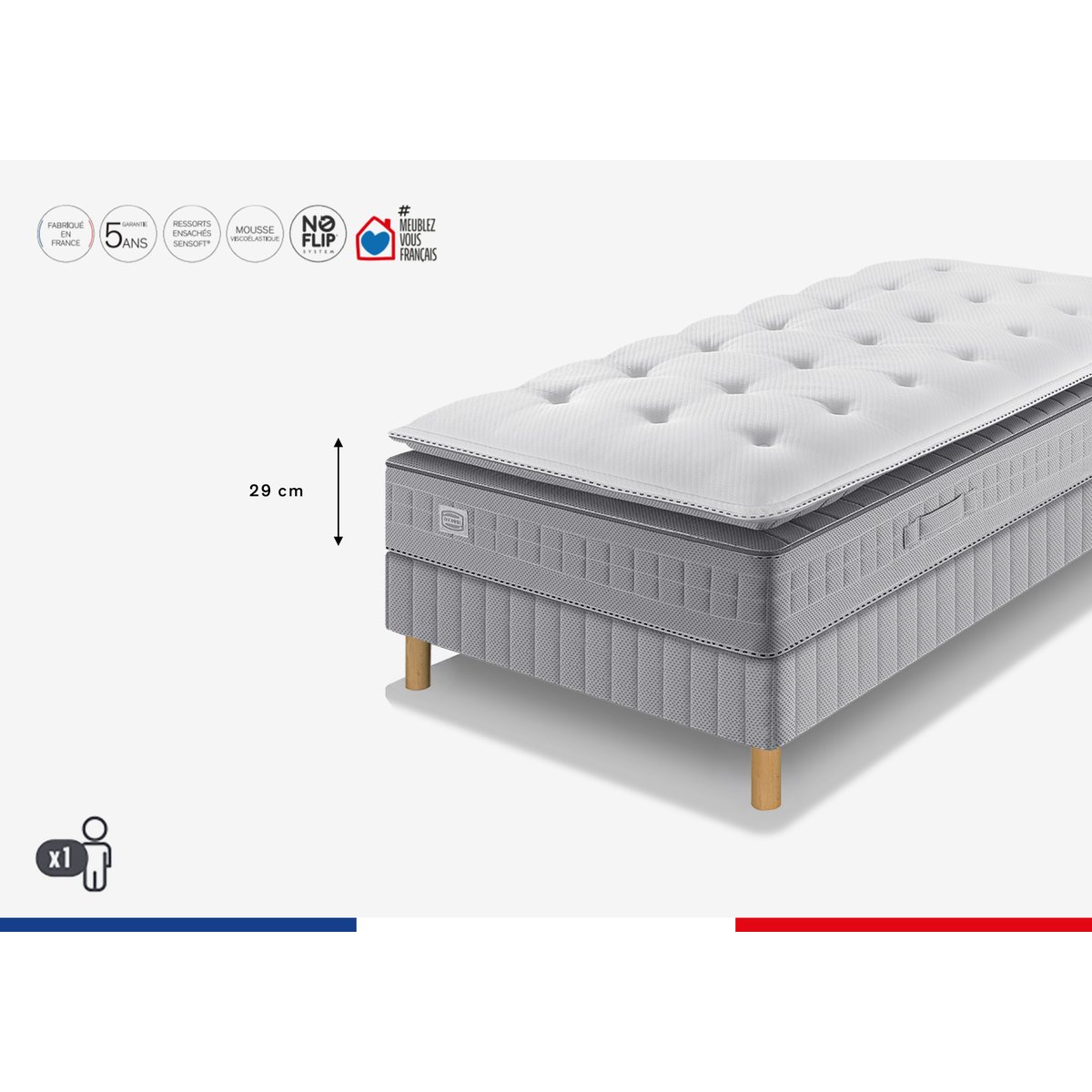 Matelas EXTENSION 140x200, Hybride, ferme, H29 blanc, SIMMONS