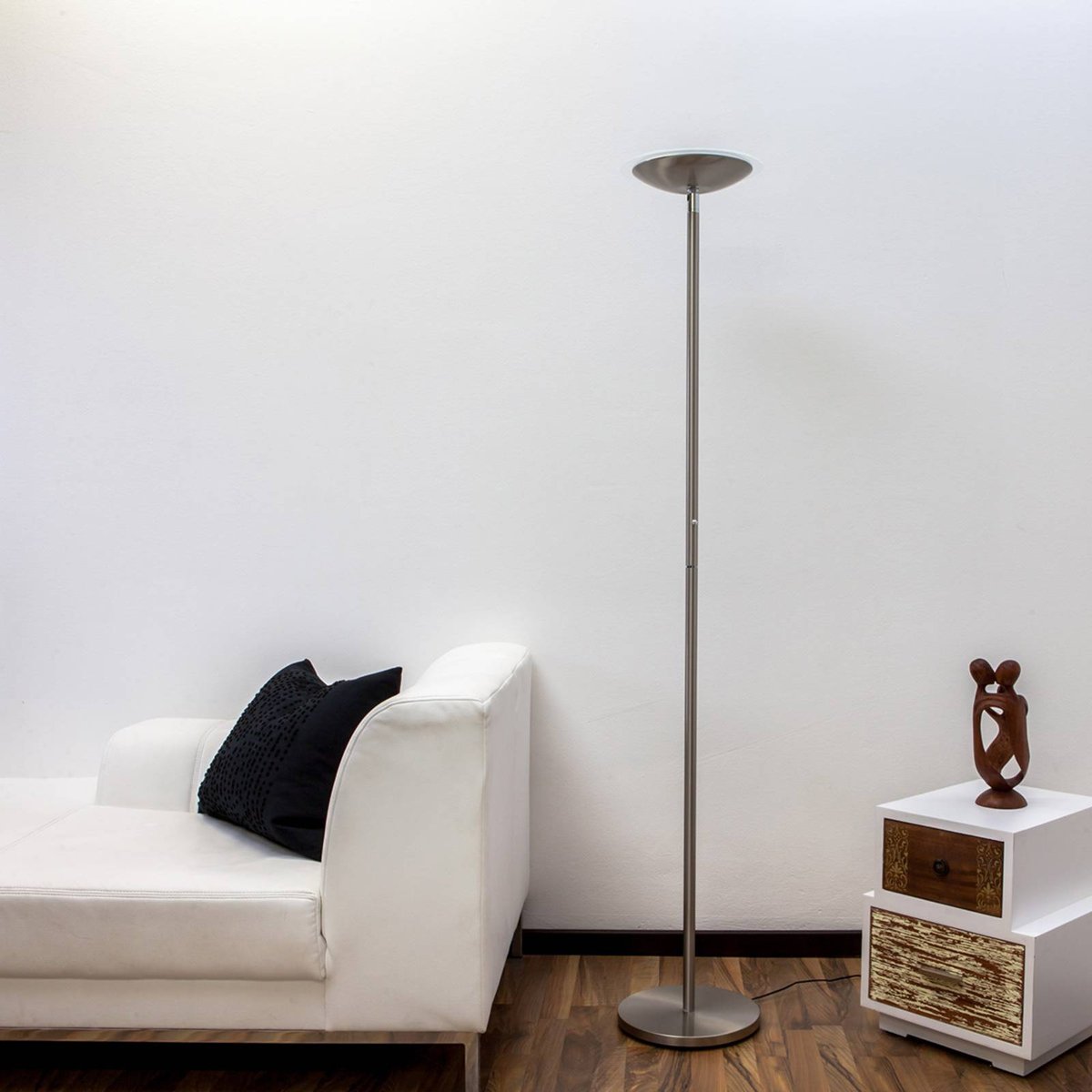 Lampadaire en métal moderneLED, Malea nickel mat, LINDBY