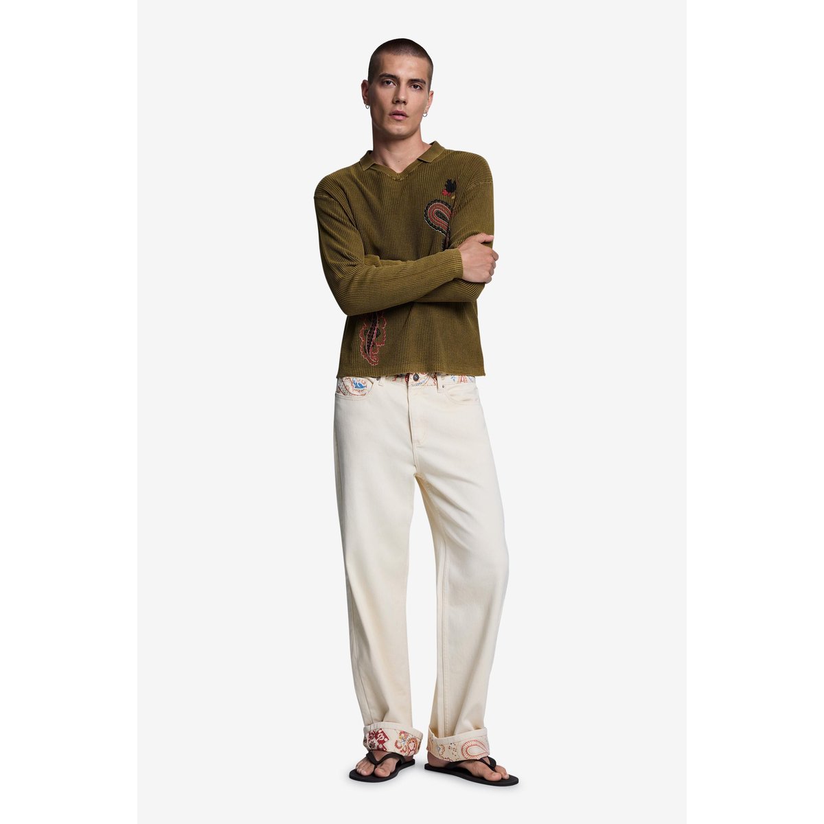 Pantalon Paisley 100 % coton beige, DESIGUAL