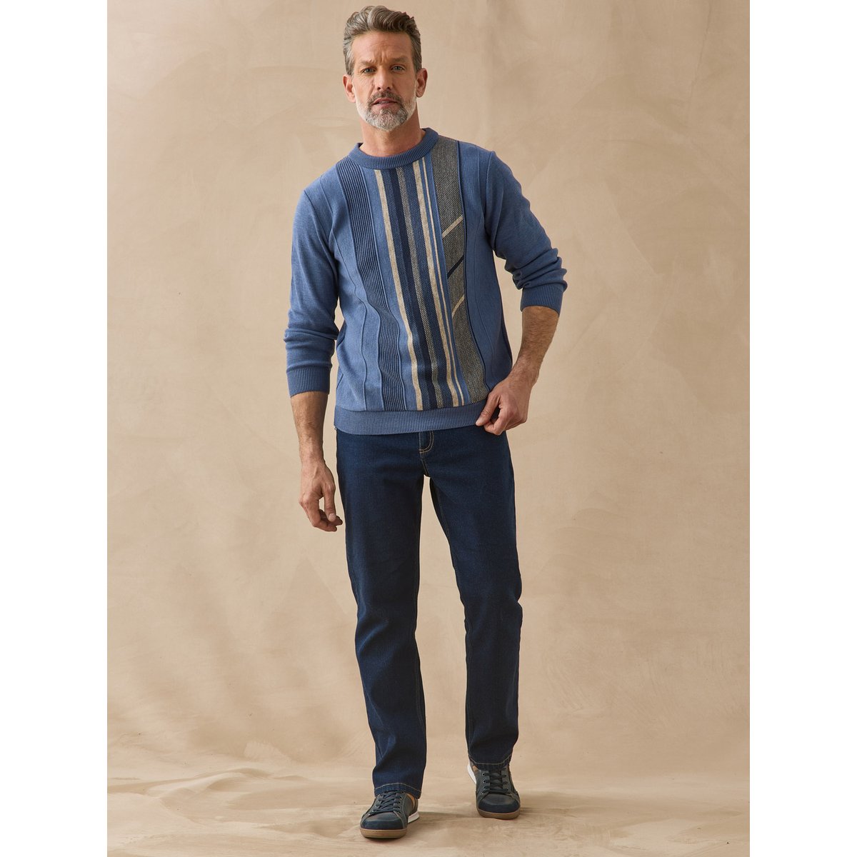 Pull classique avec laine homme bleu, DAXON