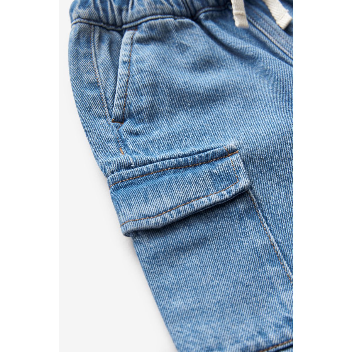 Jean large cargo à enfiler jean bleu moyen, NEXT