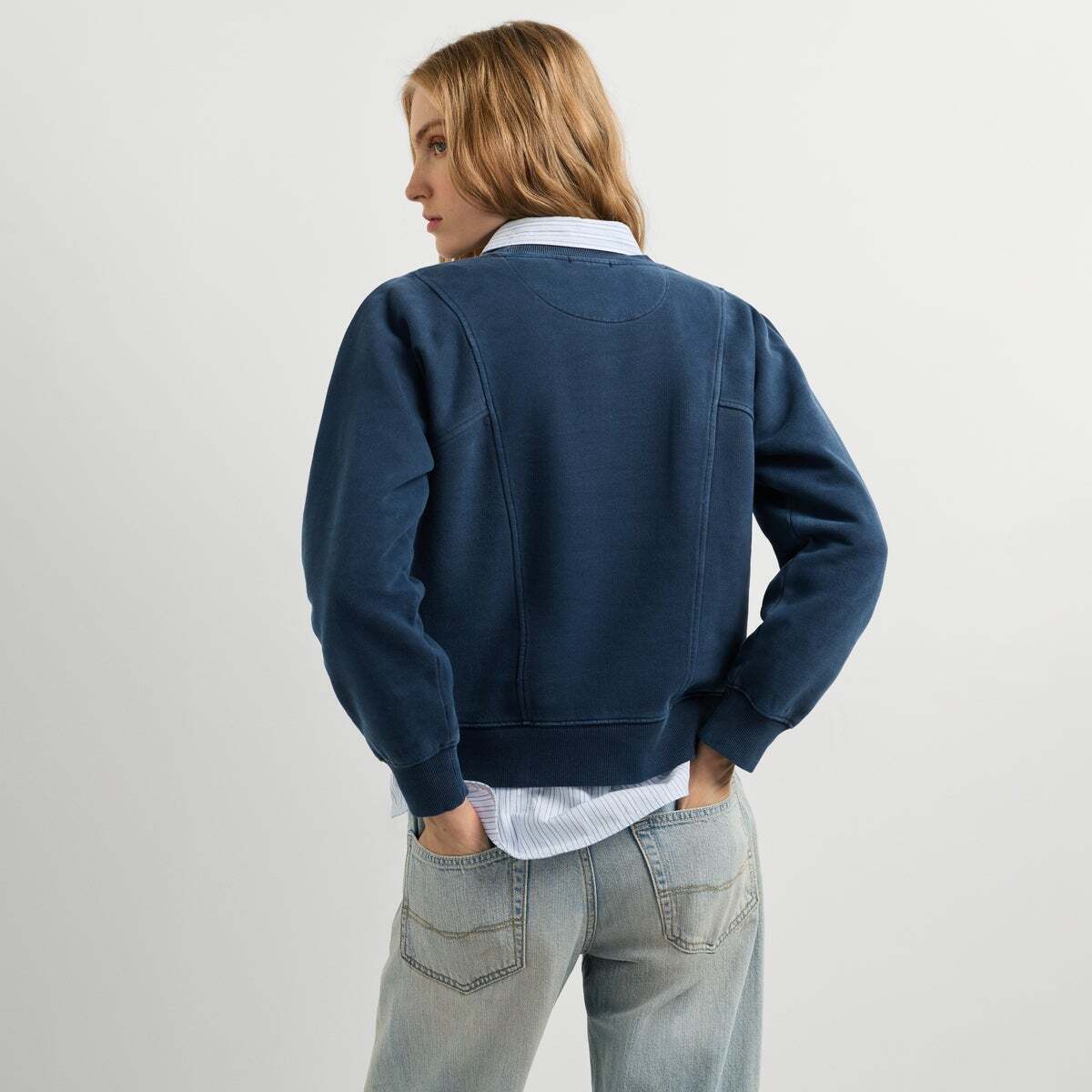 Sweat-Shirt À Col Rond Avec Coutures Décoratives bleu amiral, PEPE JEANS