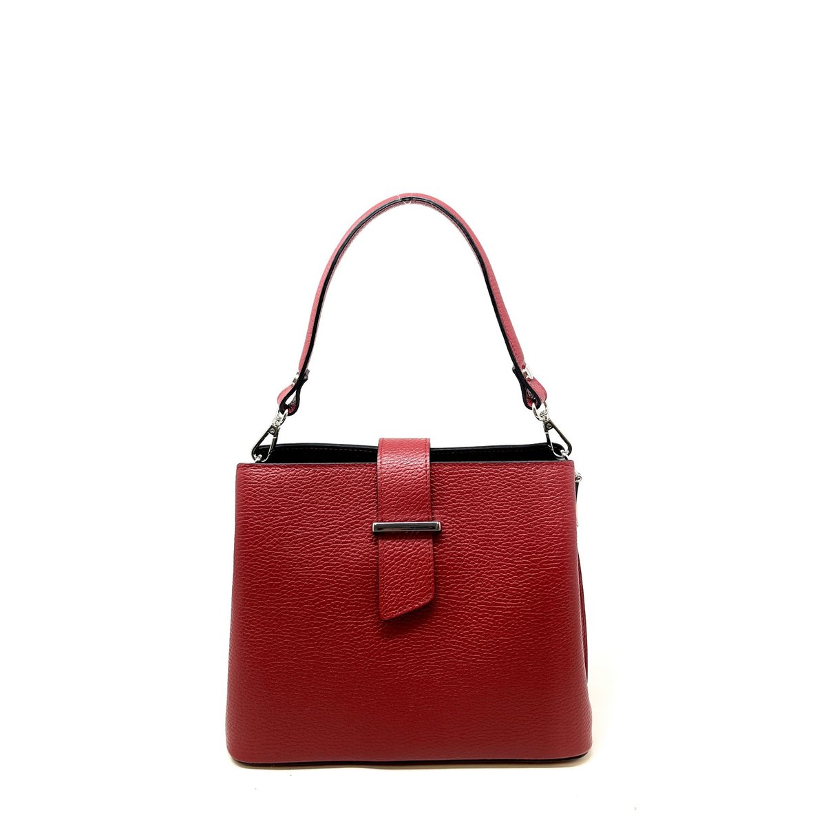 Sac à main en cuir grainé MARTENS rouge foncé, OH MY BAG