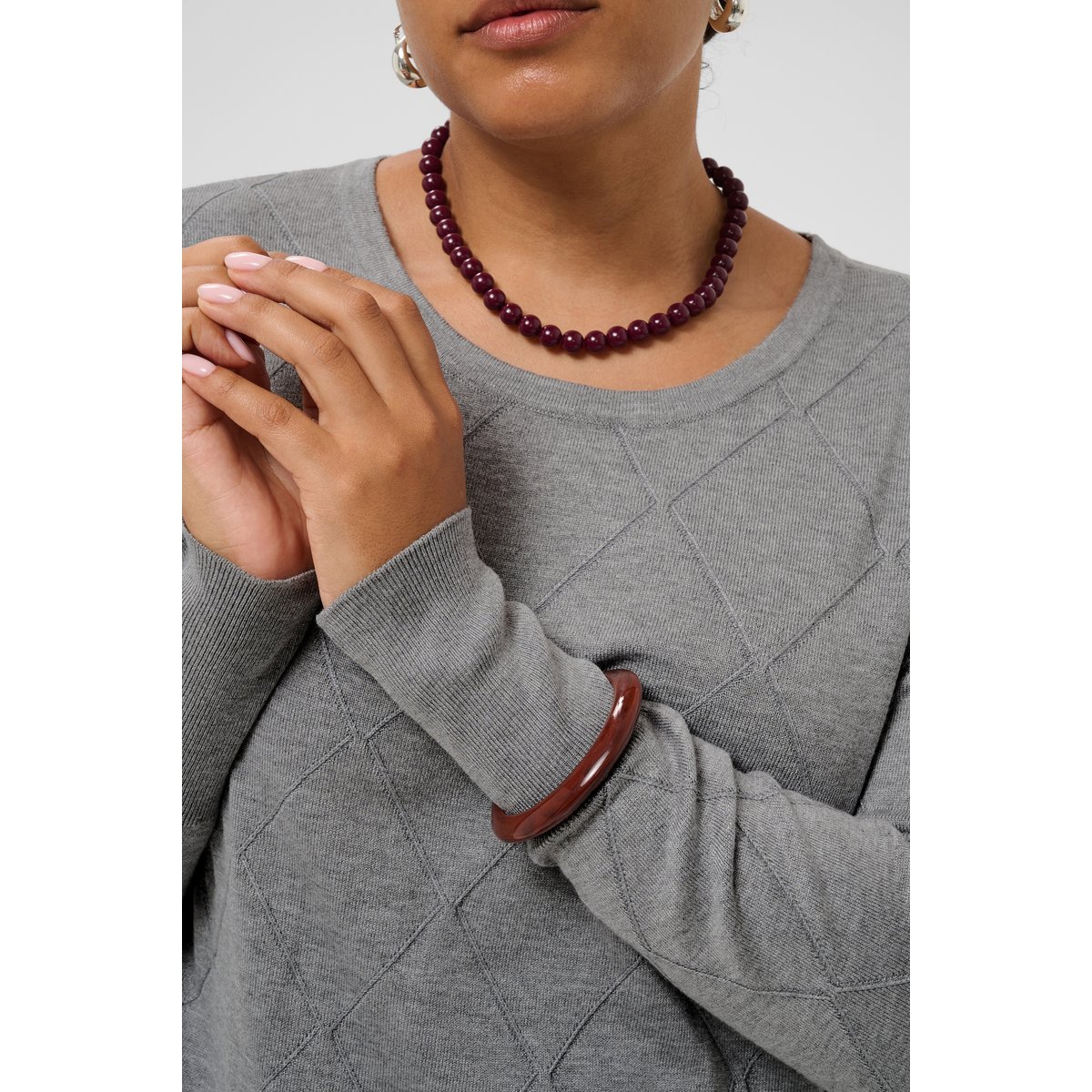 Pullover tricoté gris grey melange, KAFFE CURVE