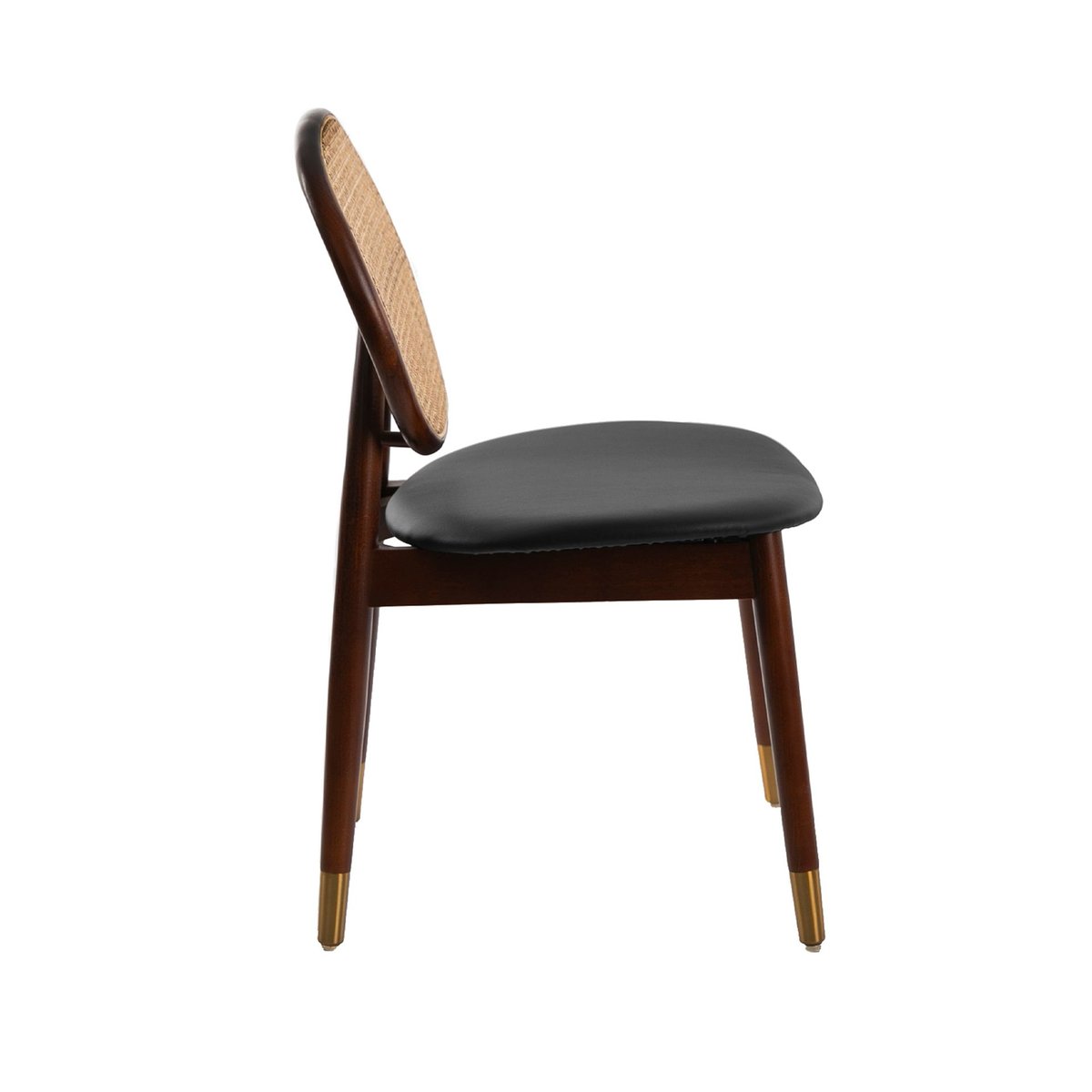 Chaise en rotin et similicuir noyer | noir, ANGEL CERDA