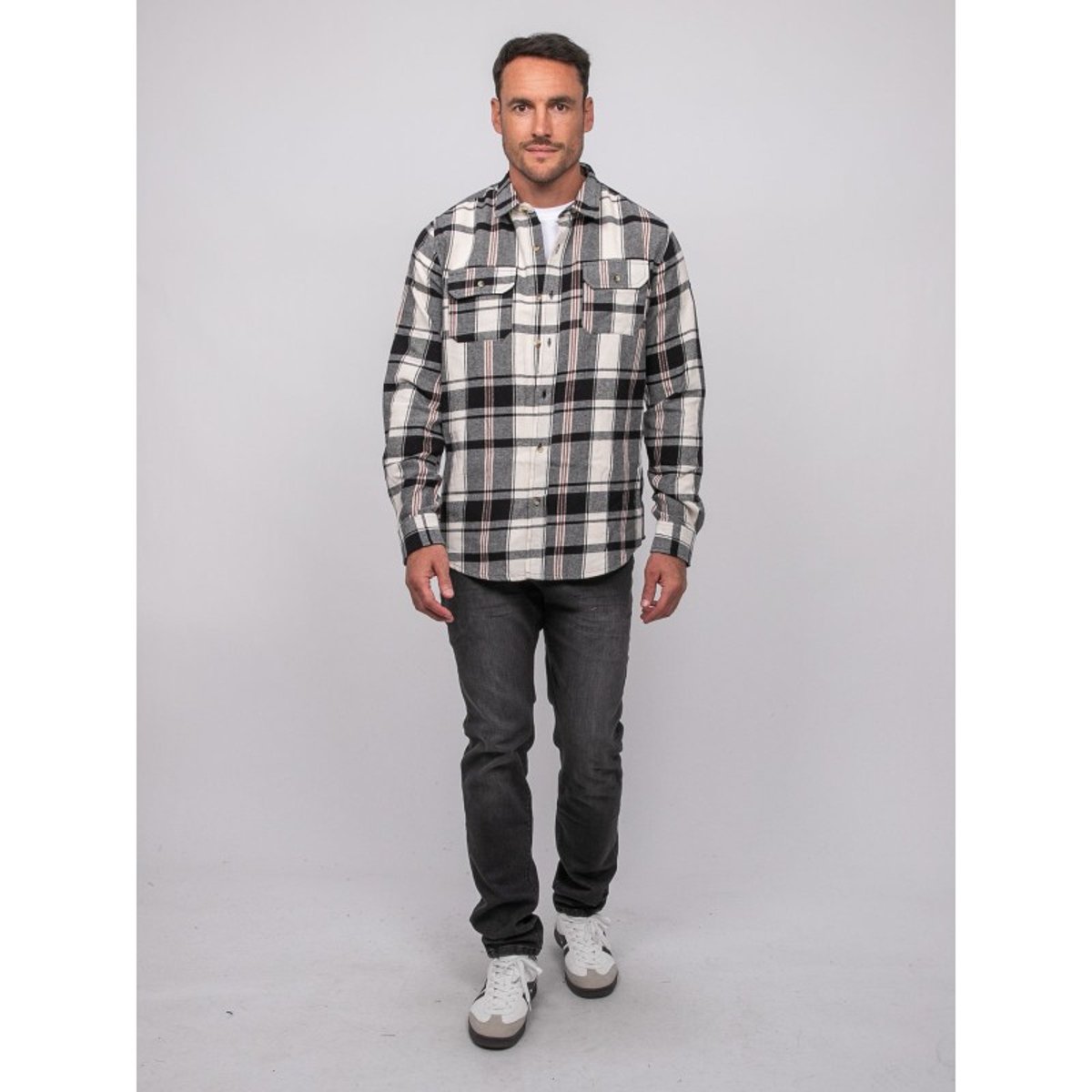 Chemise Manches Longues Carreaux Toxfeat ecru, RITCHIE