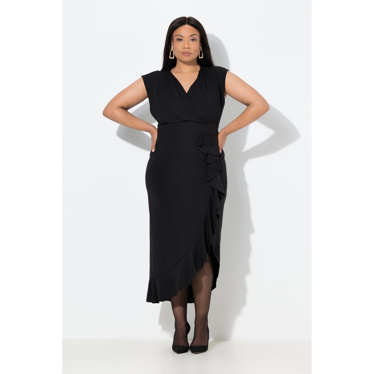 Robe maxi en jersey sans manches noir, ULLA POPKEN