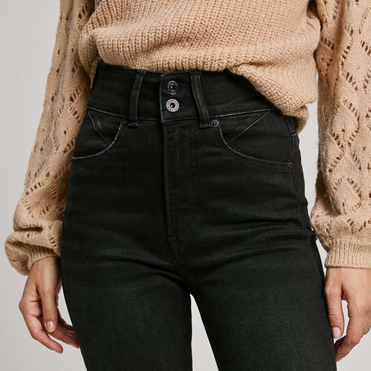 Jean Coupe Super Skinny, Taille Haute black used, PEPE JEANS