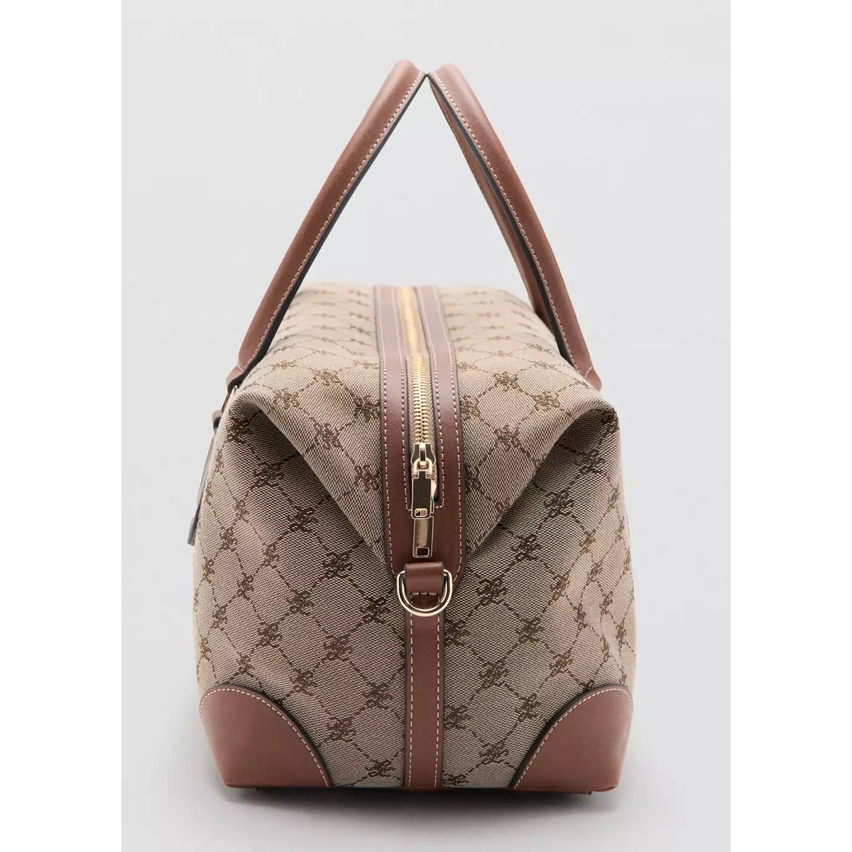 Sac bowling logo jacquard marron moyen, MANGO