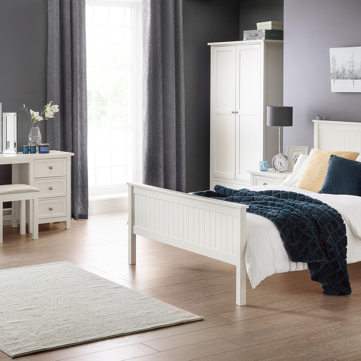 Portland Shaker Style 3 Drawer Bedside Table ecru , SO'HOME