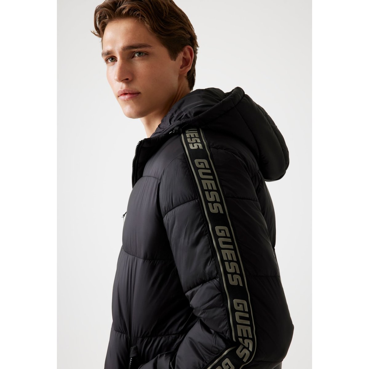 Doudoune À Capuche noir, GUESS