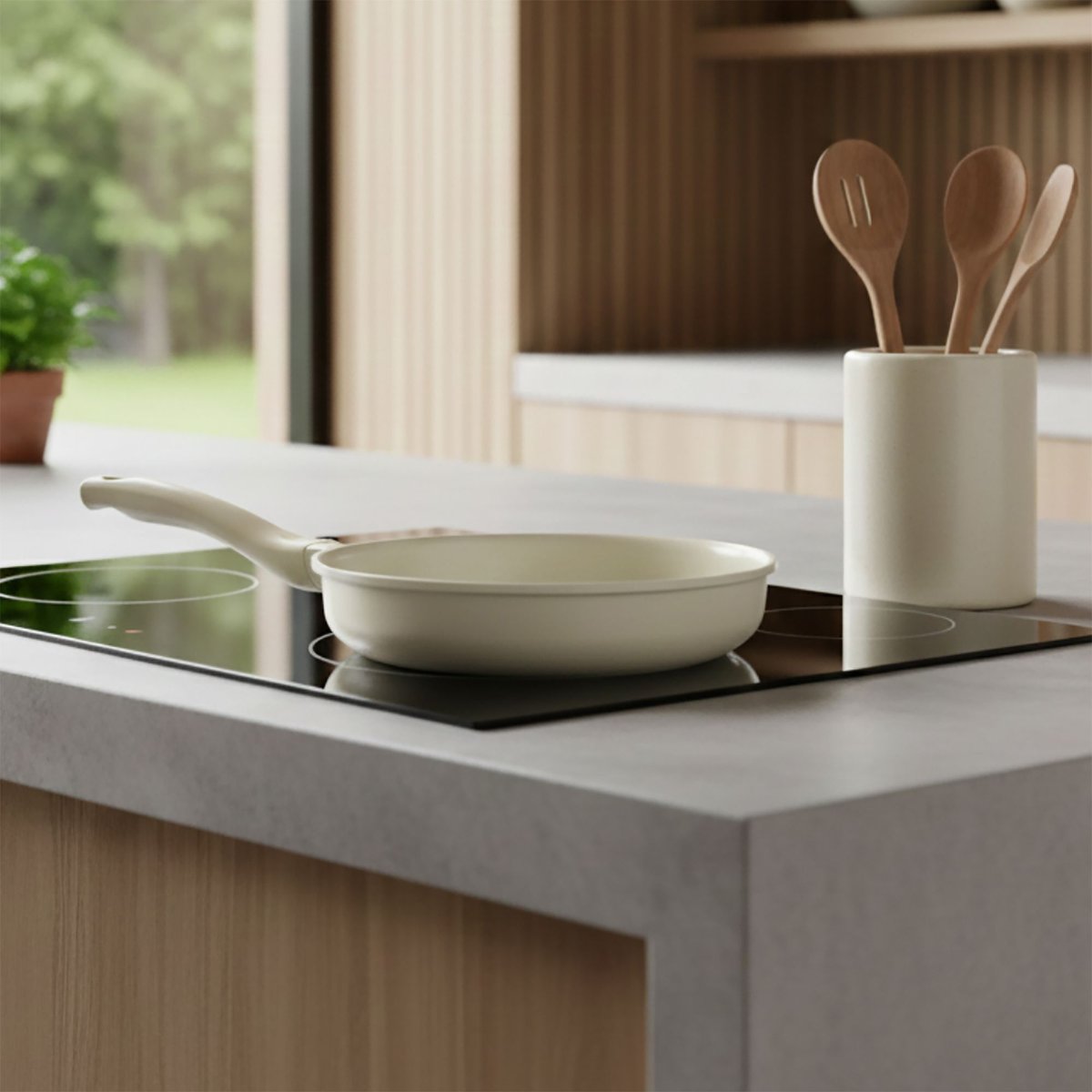 Poêle 24cm en fonte d'aluminium, PURE crème, MENASTYL