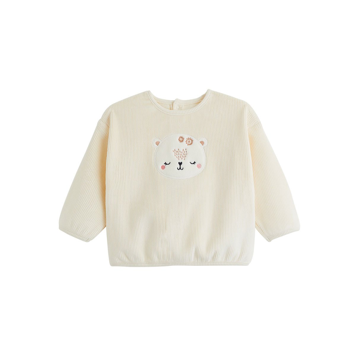 Sweat-shirt bébé en velours Neige ecru, PETIT BEGUIN