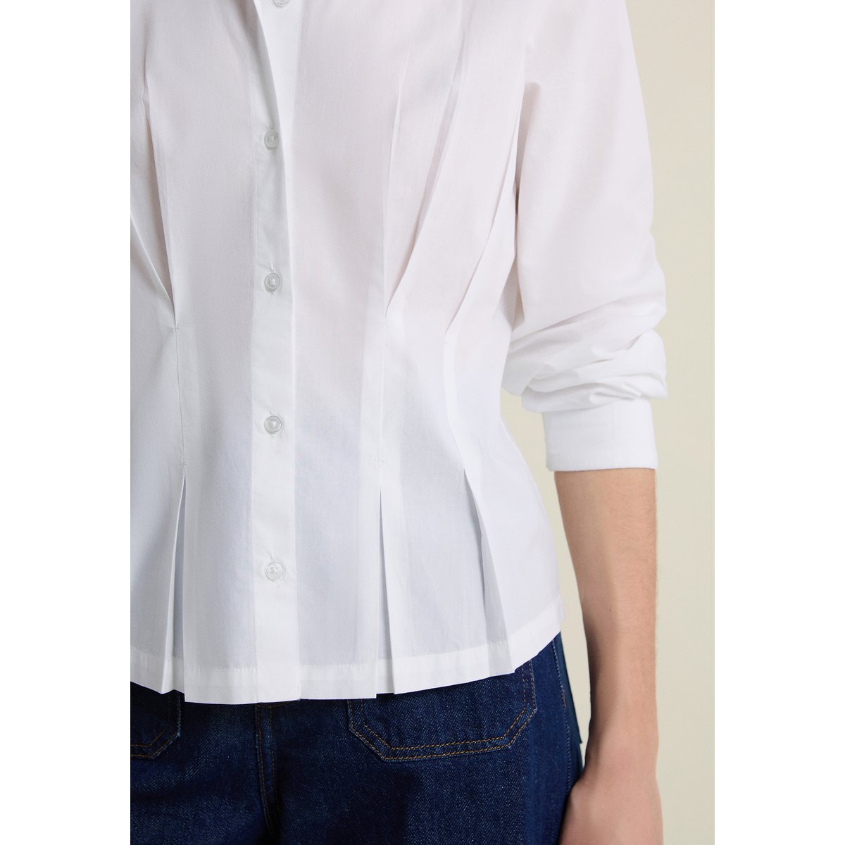 Chemise cintrée à plis plats CINEMA blanc, ETAM