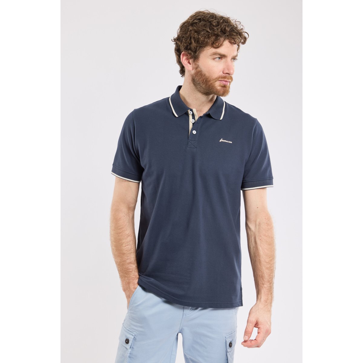Polo en coton GAMPINO navy, BERMUDES