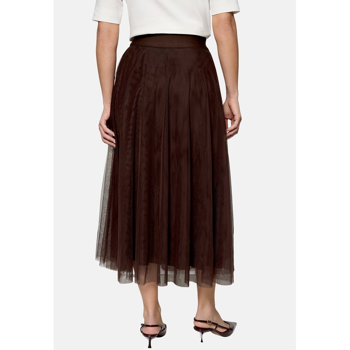 Jupe en tulle à taille élastique chocolate plum, ZERO