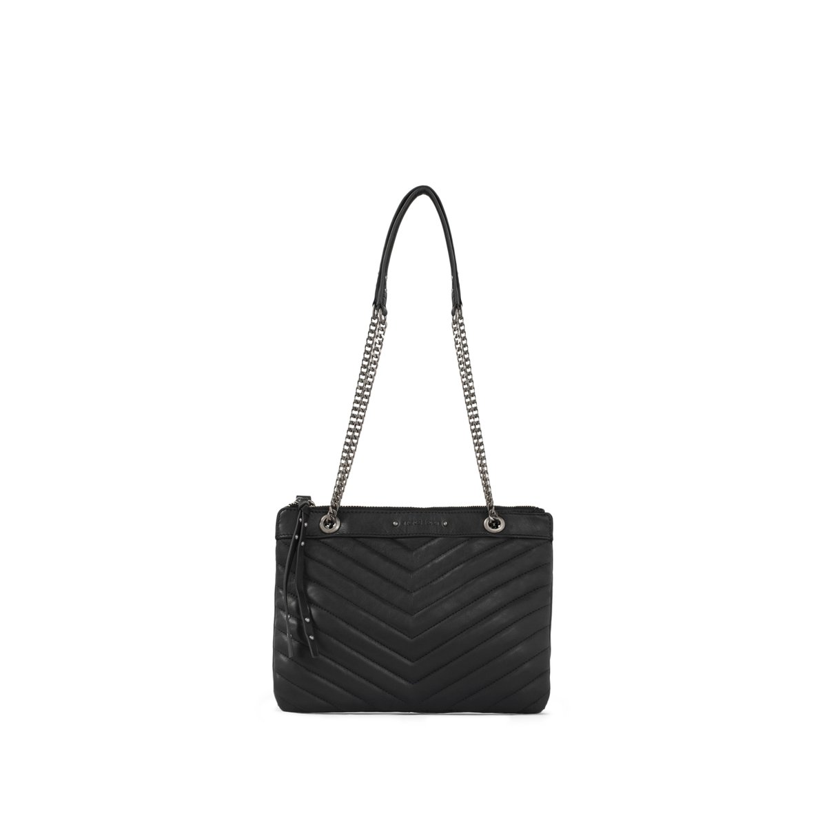 Sac à main double pochette en cuir matelassé 1440 REPORTER noir, IKKS